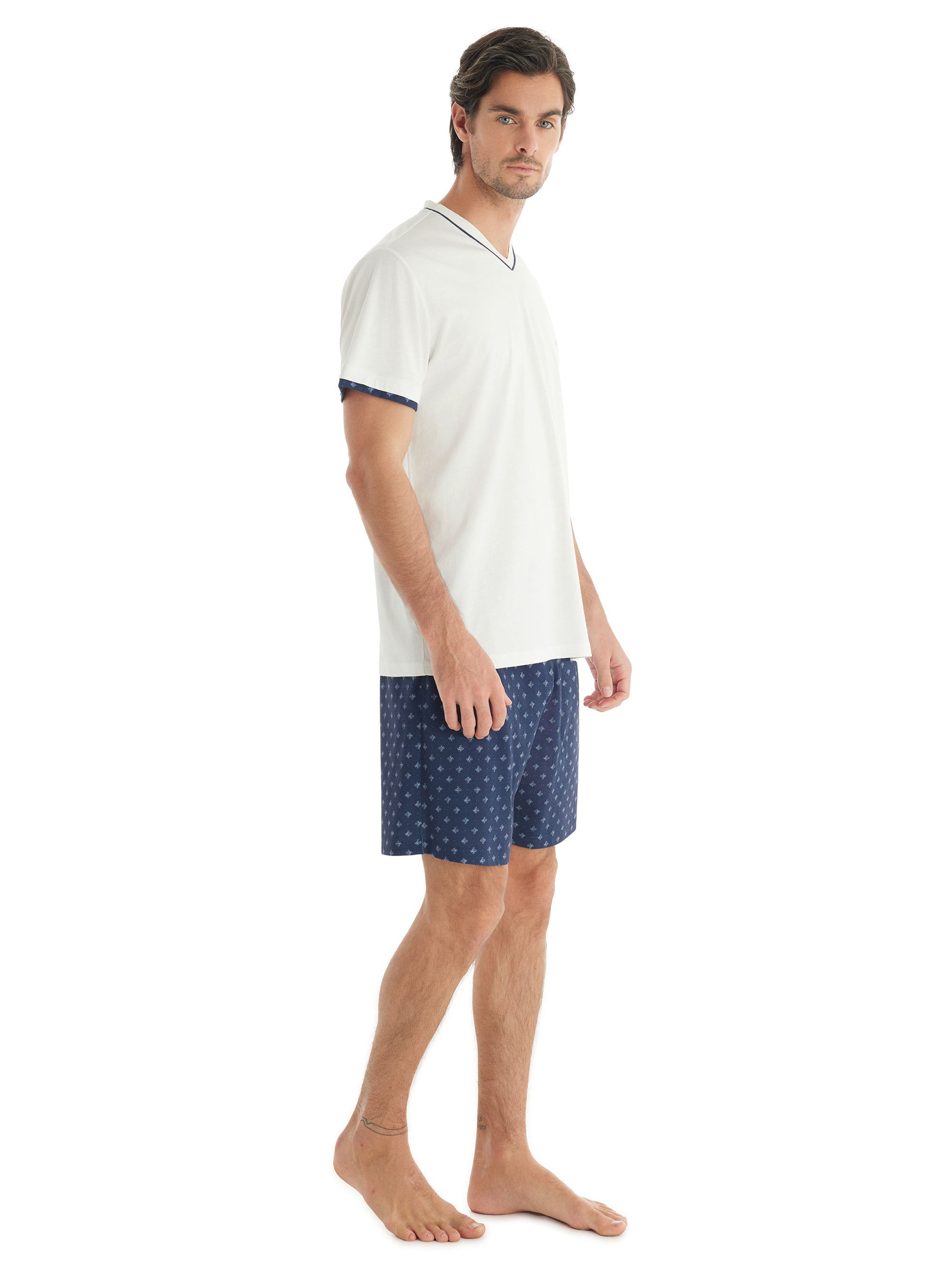 Blackspade White Men's Short Pyjama Set