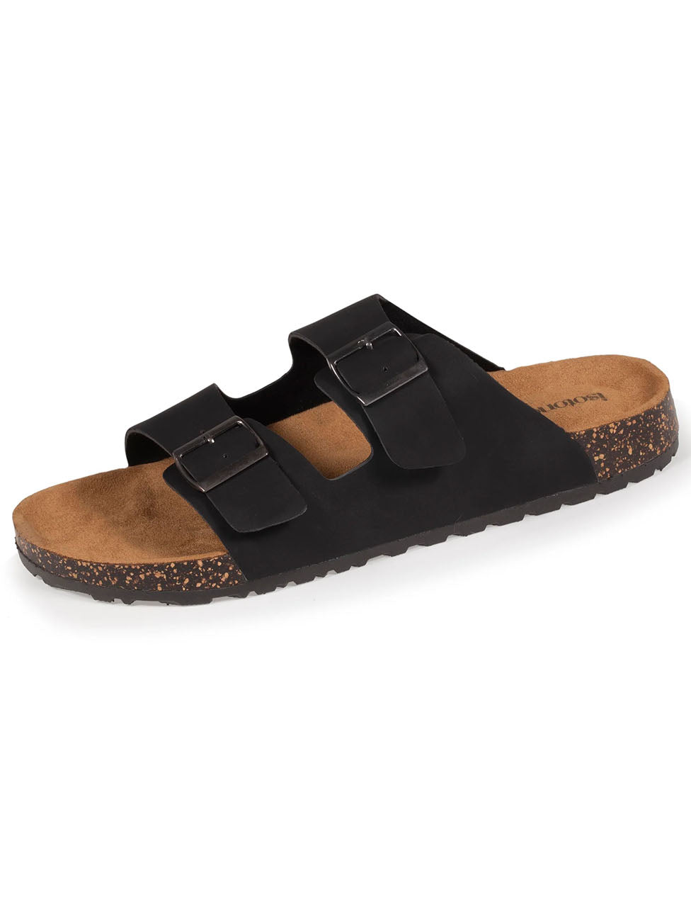 Isotoner Men's Comfort Double Buckle Black Slippers