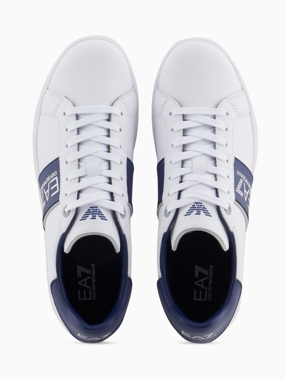 EA7 White & Medieval Blue Classic Sneakers