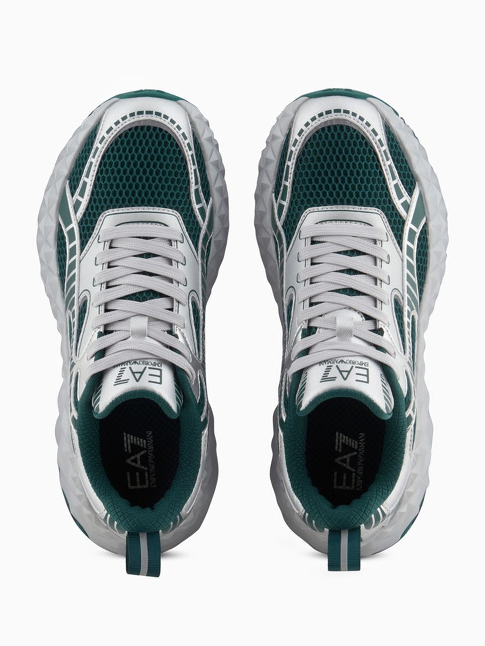 EA7 Silver & Green Ultimate C2 Kombat Tech Sneakers