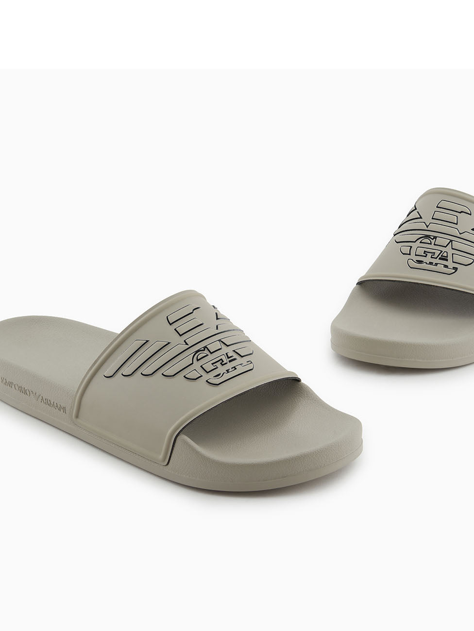 Emporio Armani Plaza Black Embossed Eagle Slippers