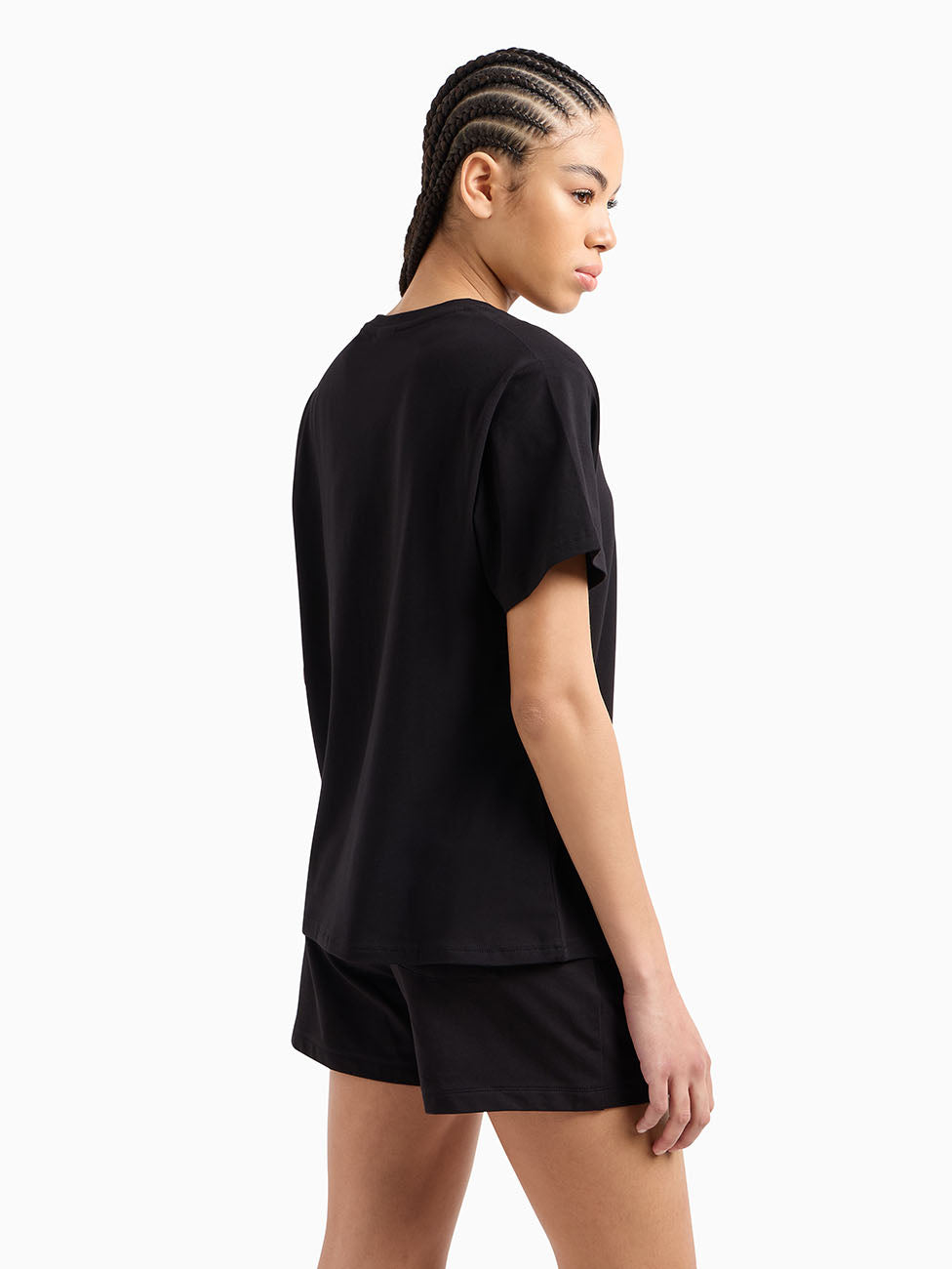 EA7 Core Lady Stretch Cotton Jersey V-Neck T-Shirt