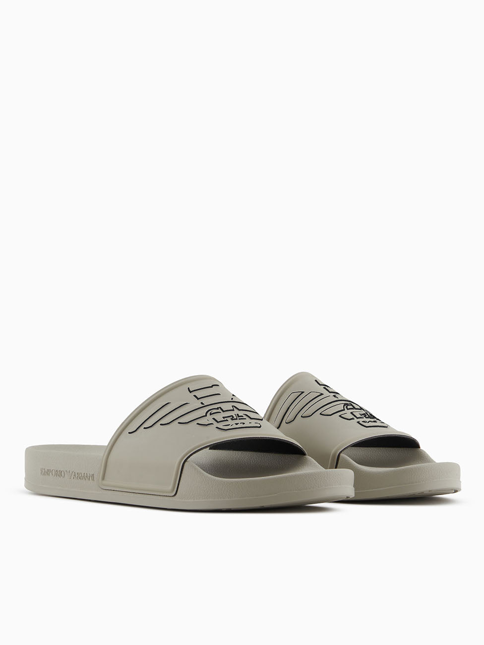 Emporio Armani Plaza Black Embossed Eagle Slippers