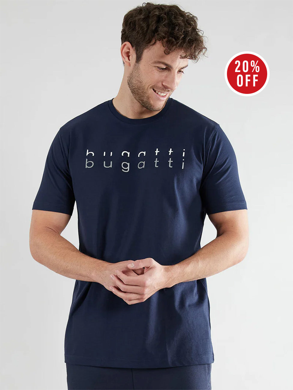 Bugatti Blue Logo Crew Neck T-Shirt