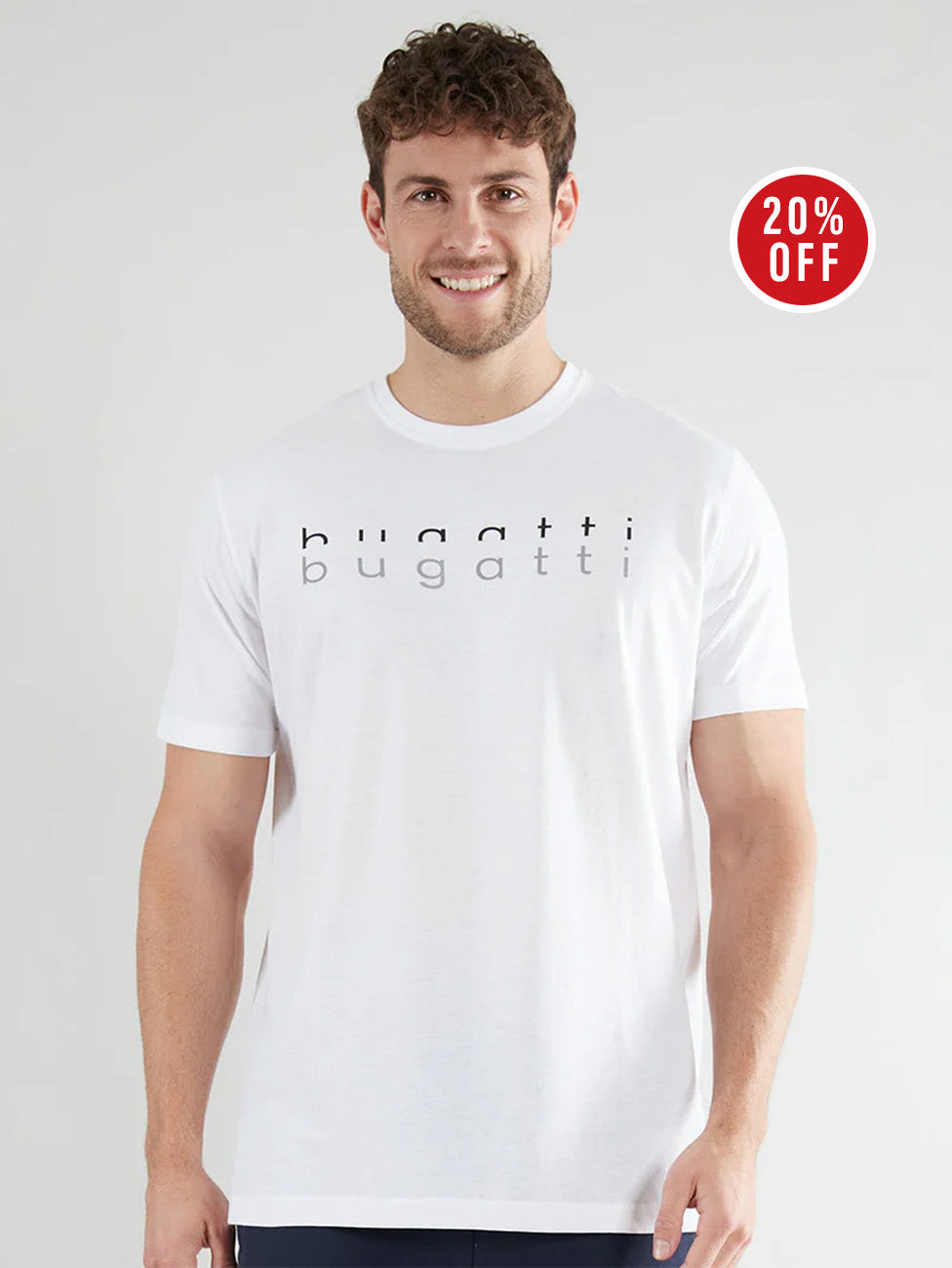 Bugatti White Logo Crew Neck T-Shirt