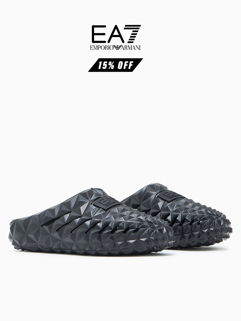 EA7 Black Three-Dimensional Geometric Motif Slippers