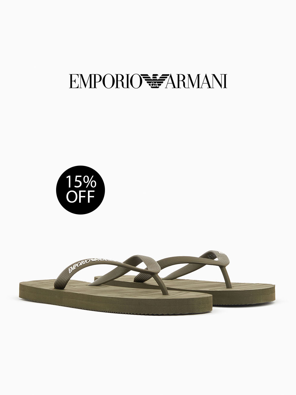 Emporio Armani Olive Green Rubber Flip Flops