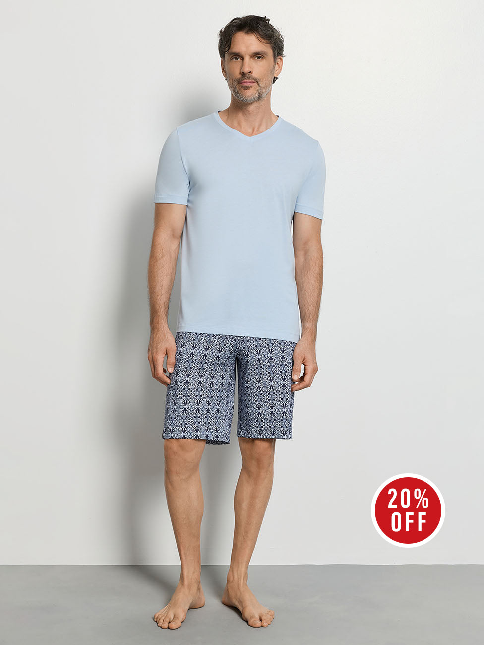 Hanro Night & Day Heritage Tiles Short Pyjama
