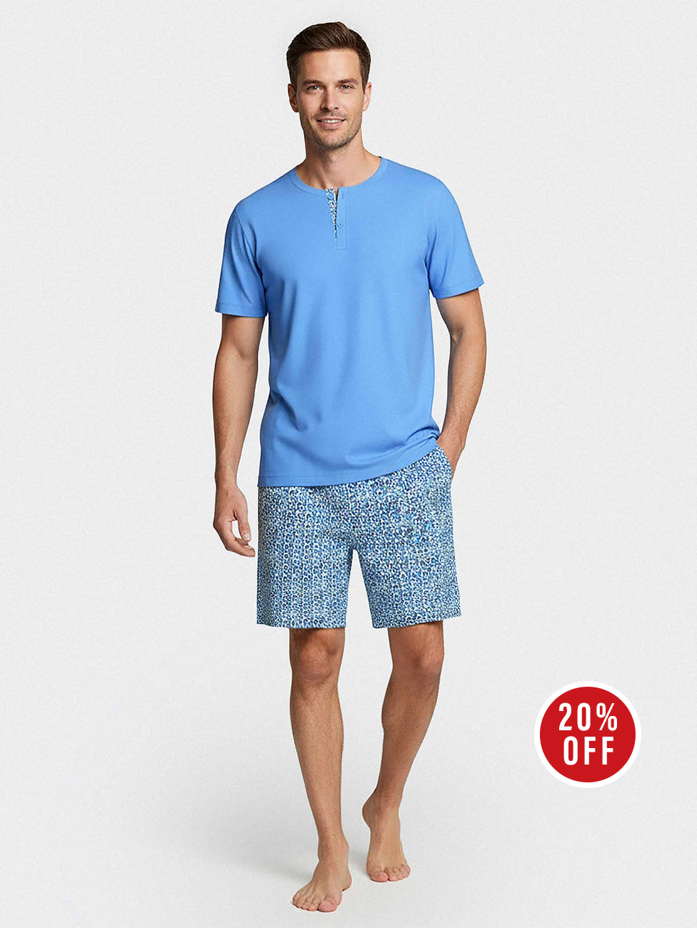 Impetus Blue Cotton Men's Short Pyjama