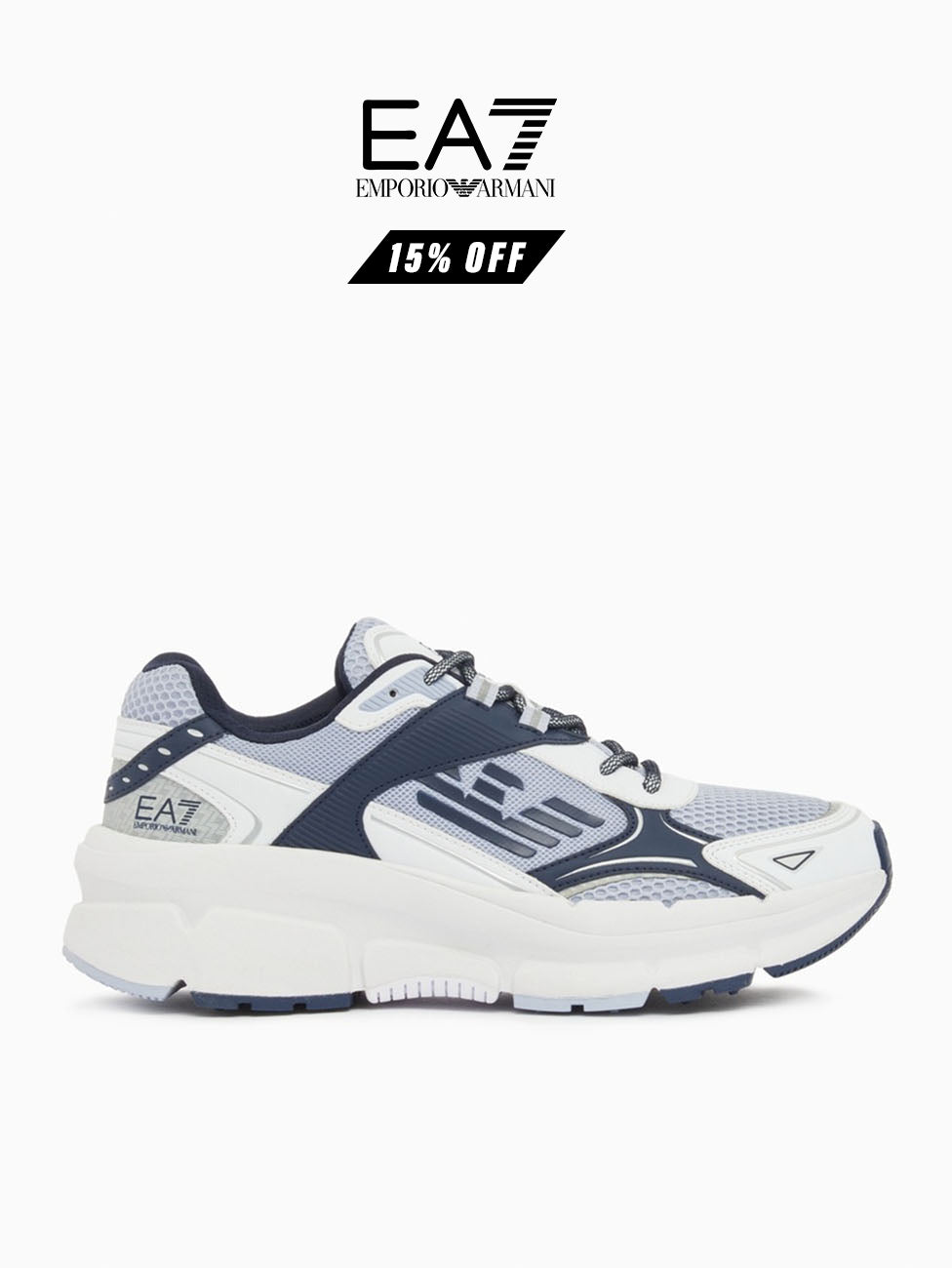 EA7 White Crave Monogram Sneakers
