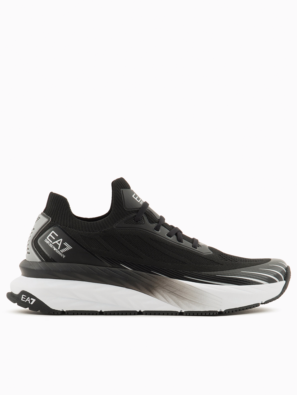 EA7 Black & Silver Crusher Sonic Knit Sneakers