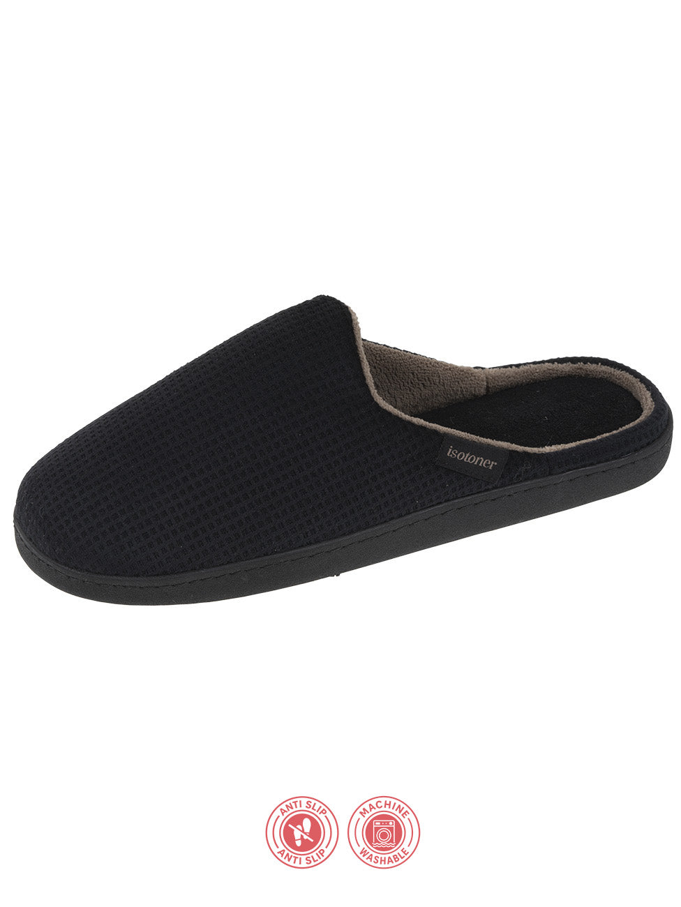 Isotoner Black Men's Ergonomic Mule Slippers
