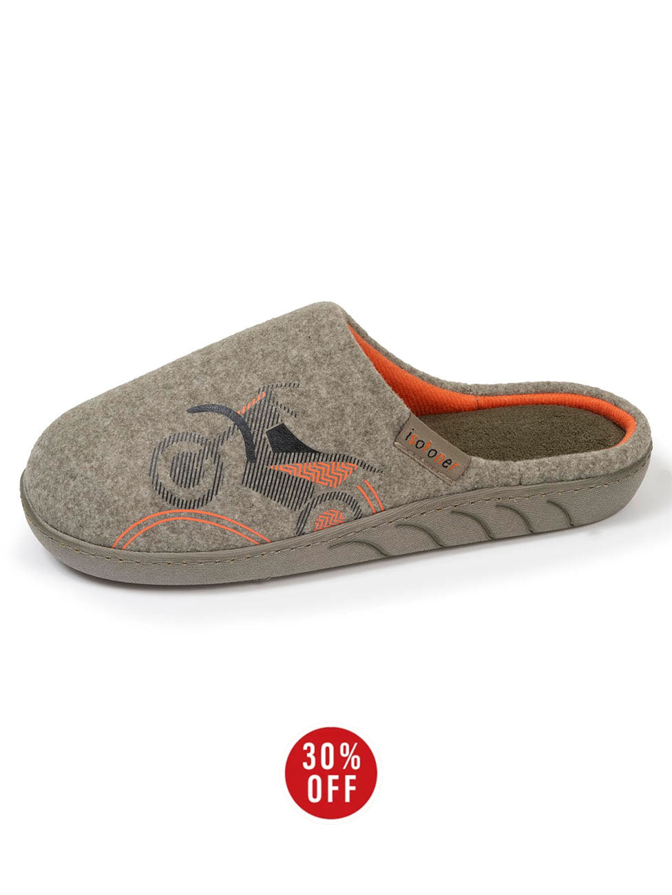 Isotoner Chaussons Kaki Chiné Junior Motorcycle Mules