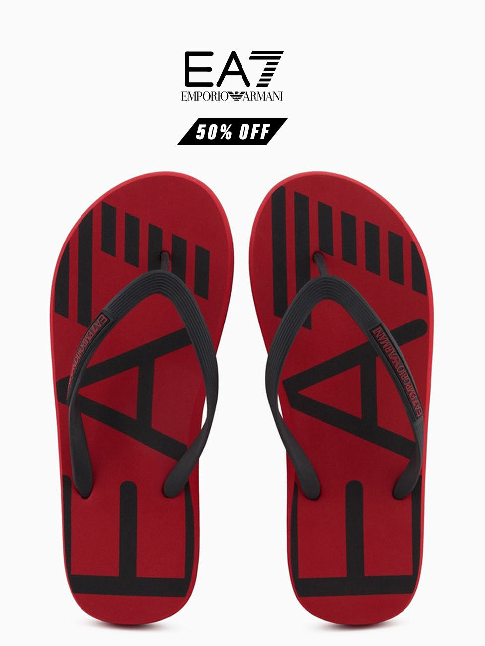 EA7 Red & Black Rubber Flip Flops