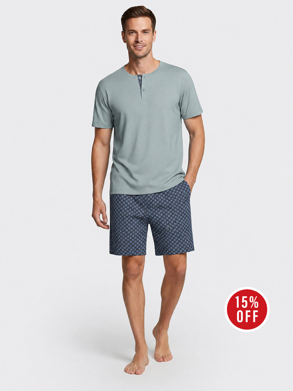 Impetus Grey Cotton Modal Short Pyjamas