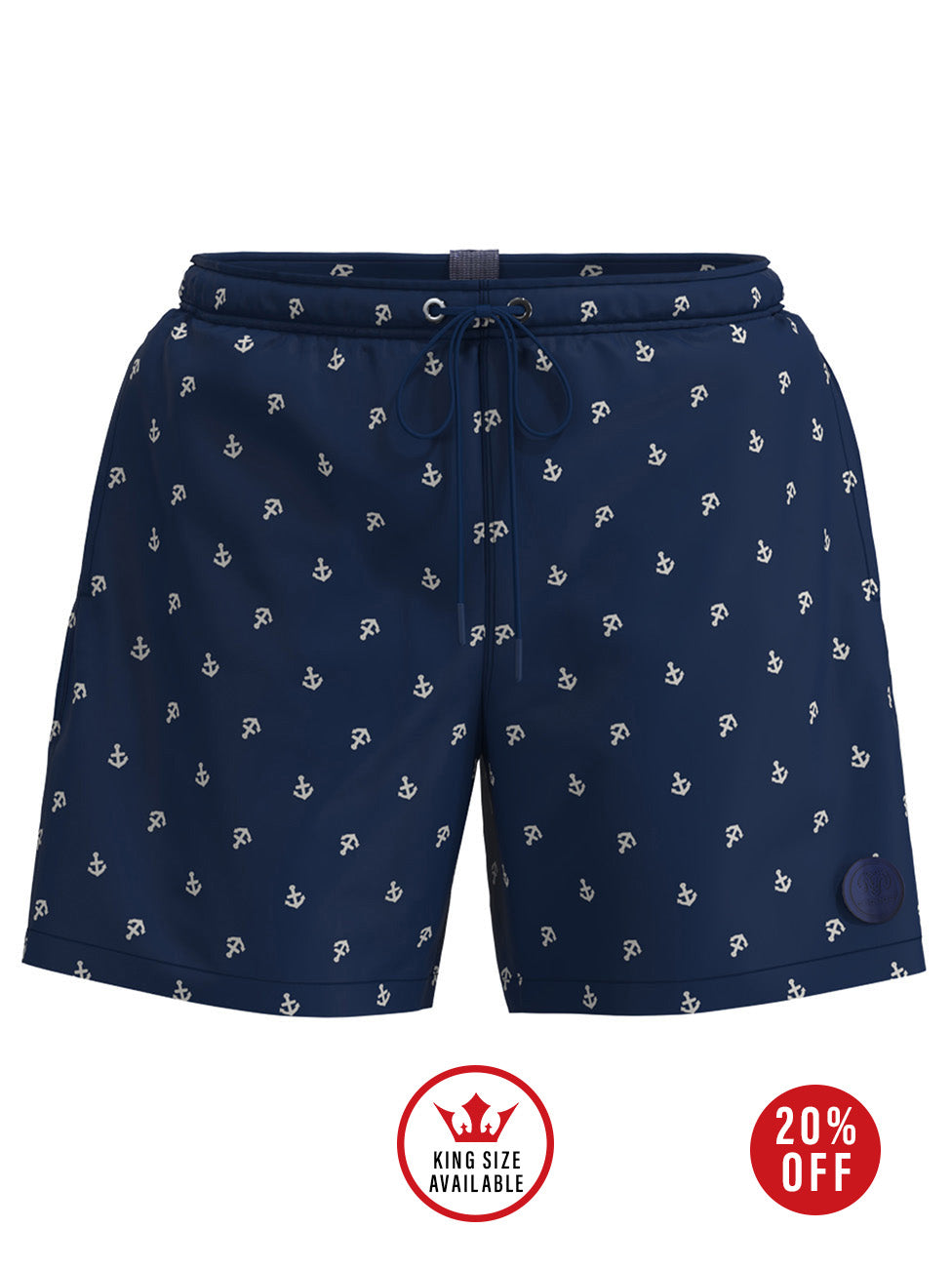 Ceceba Navy Anchor Print Beach Shorts