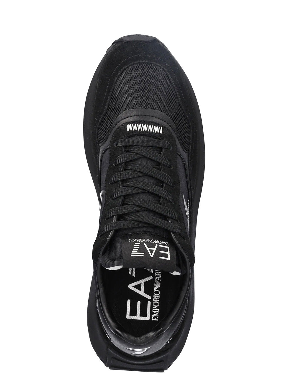 EA7 Black & Silver Low-Top Sneakers