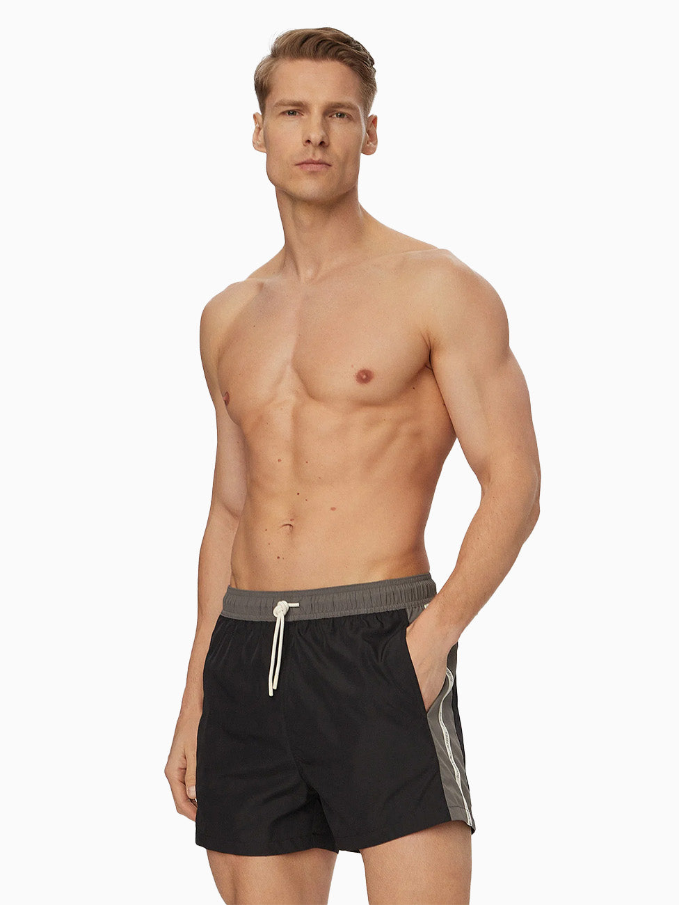 EA7 Water Sports Black Color Block Beach Shorts