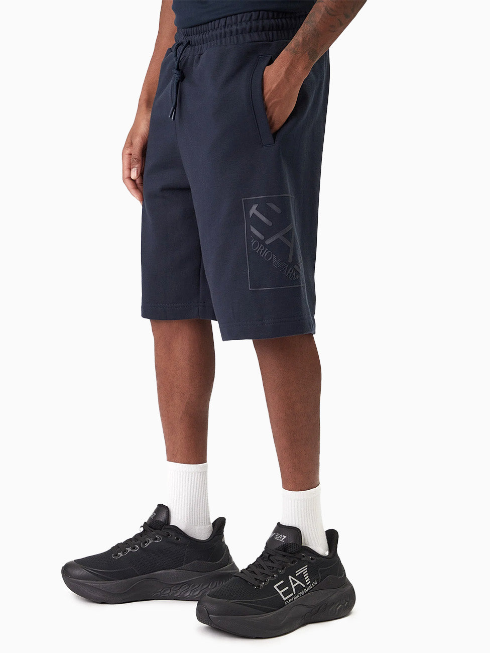 EA7 Train Logo Series Cotton Shorts