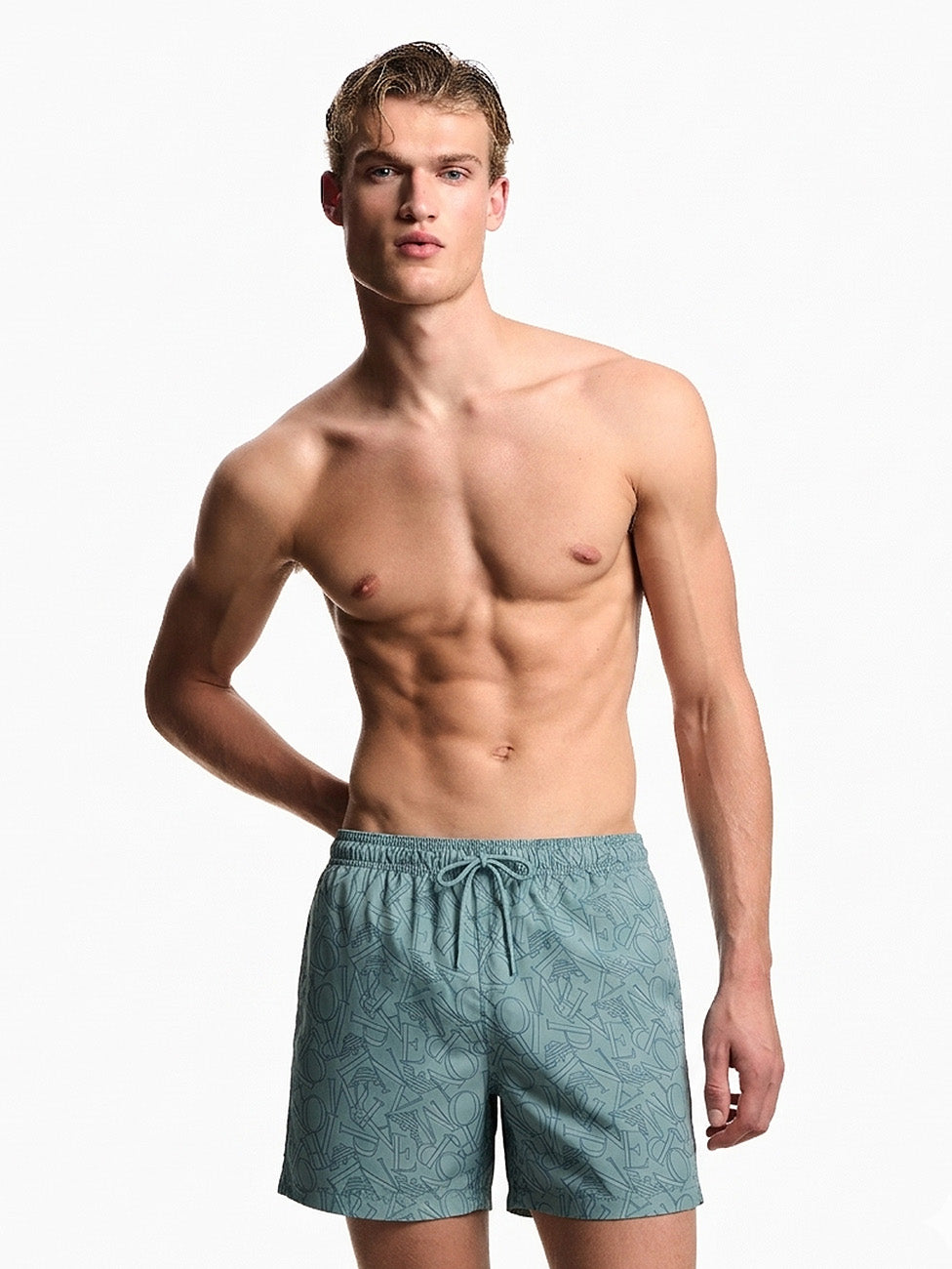 Emporio Armani Green Monogram Swim Shorts