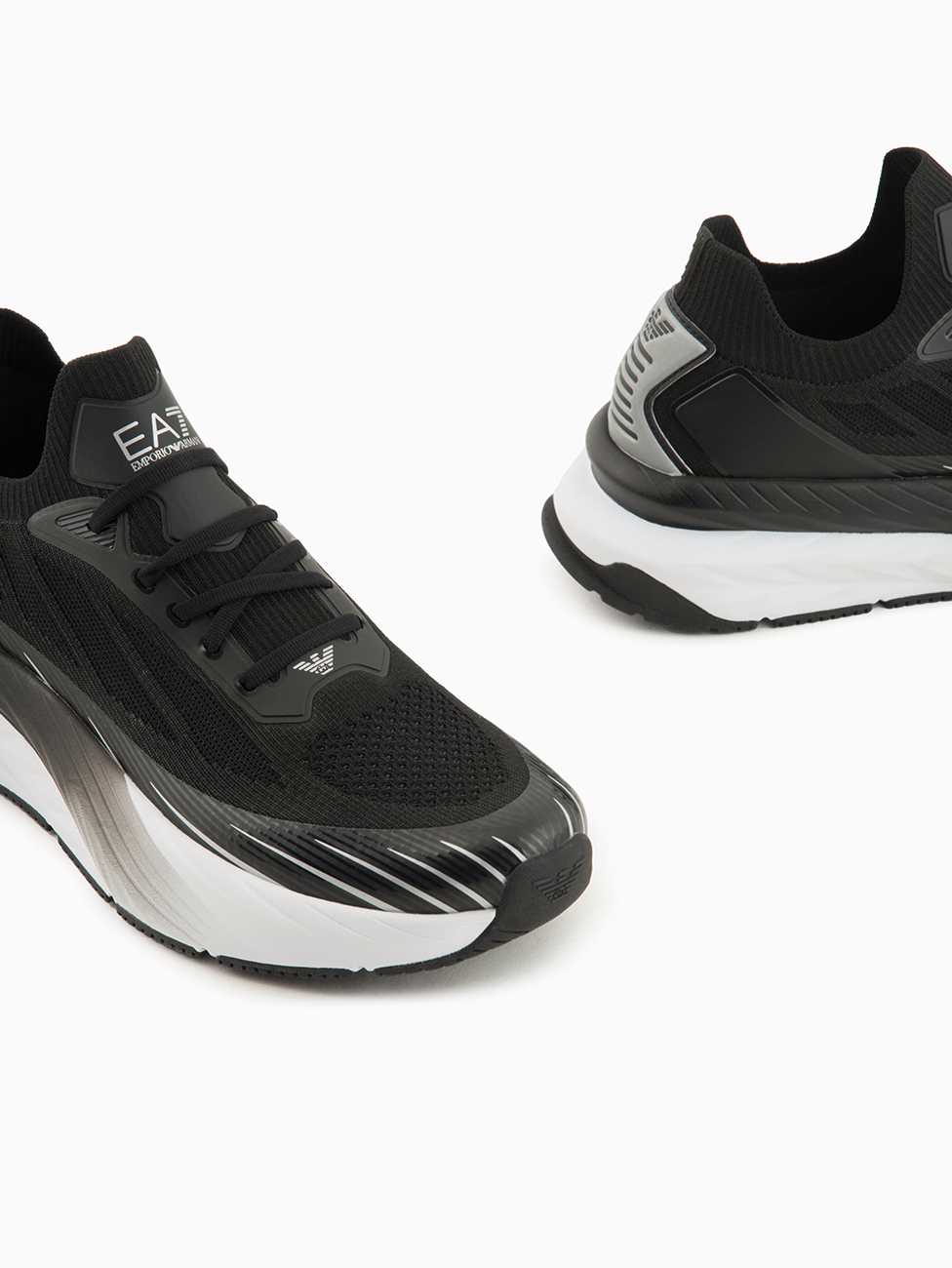 EA7 Black & Silver Crusher Sonic Knit Sneakers