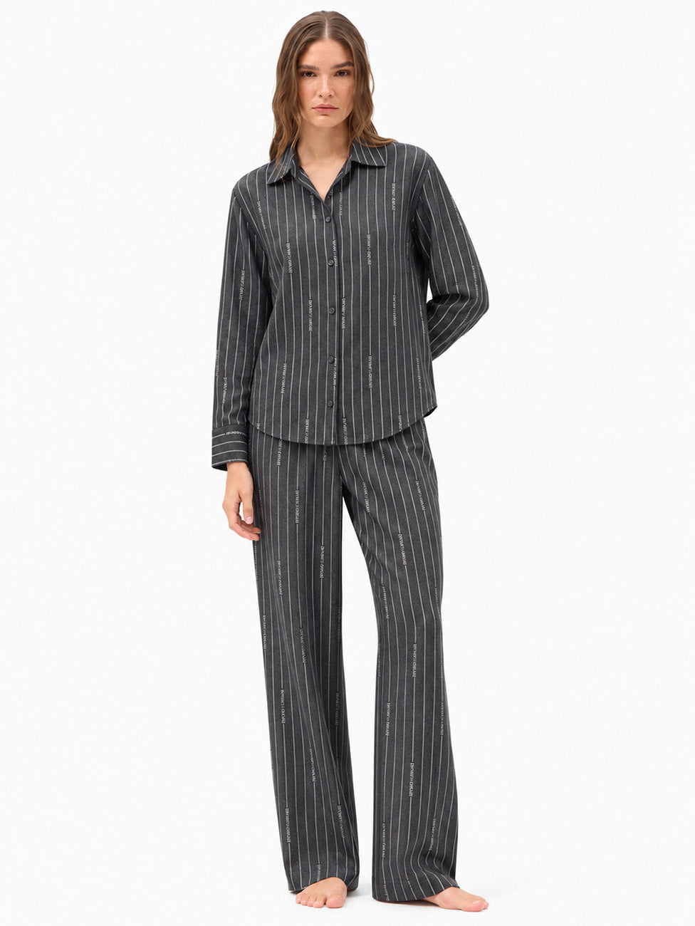 Emporio Armani Women's Pinstripe Viscose Pyjama Set