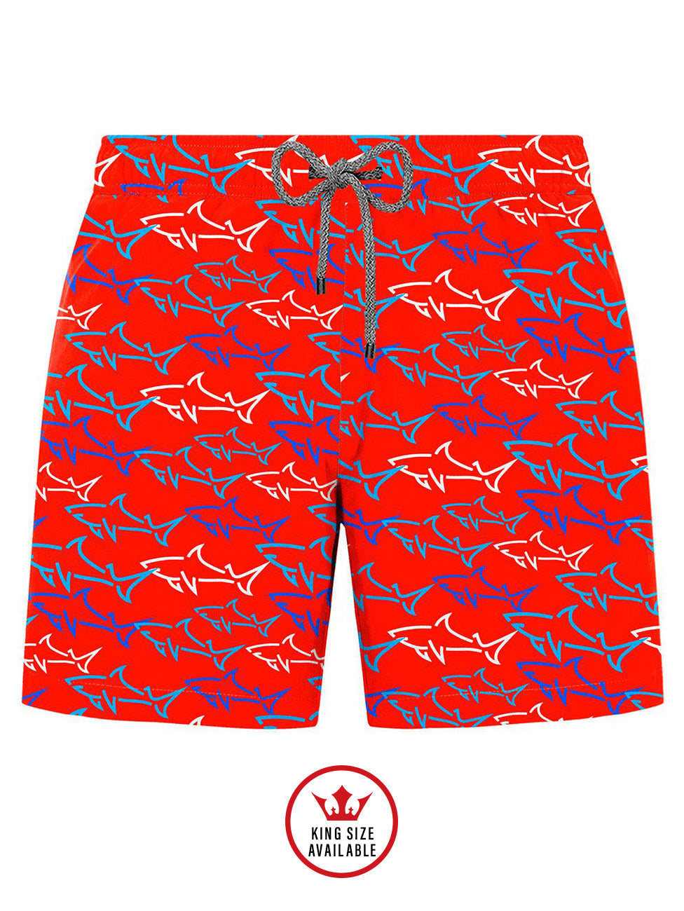 John Frank Great Shark Red  Printed Swimshorts