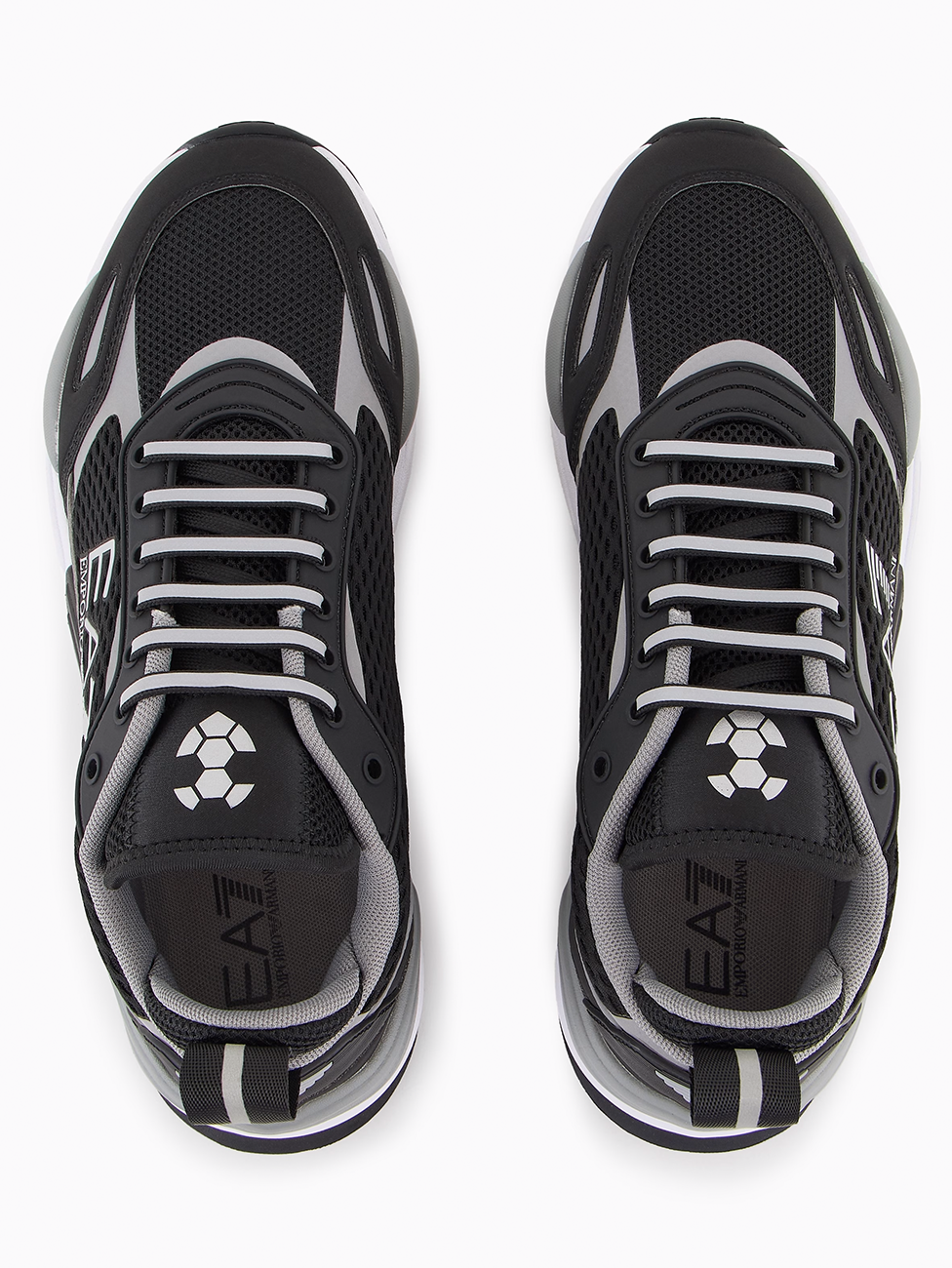 EA7 Black & Silver Ace Runner Mesh Sneakers