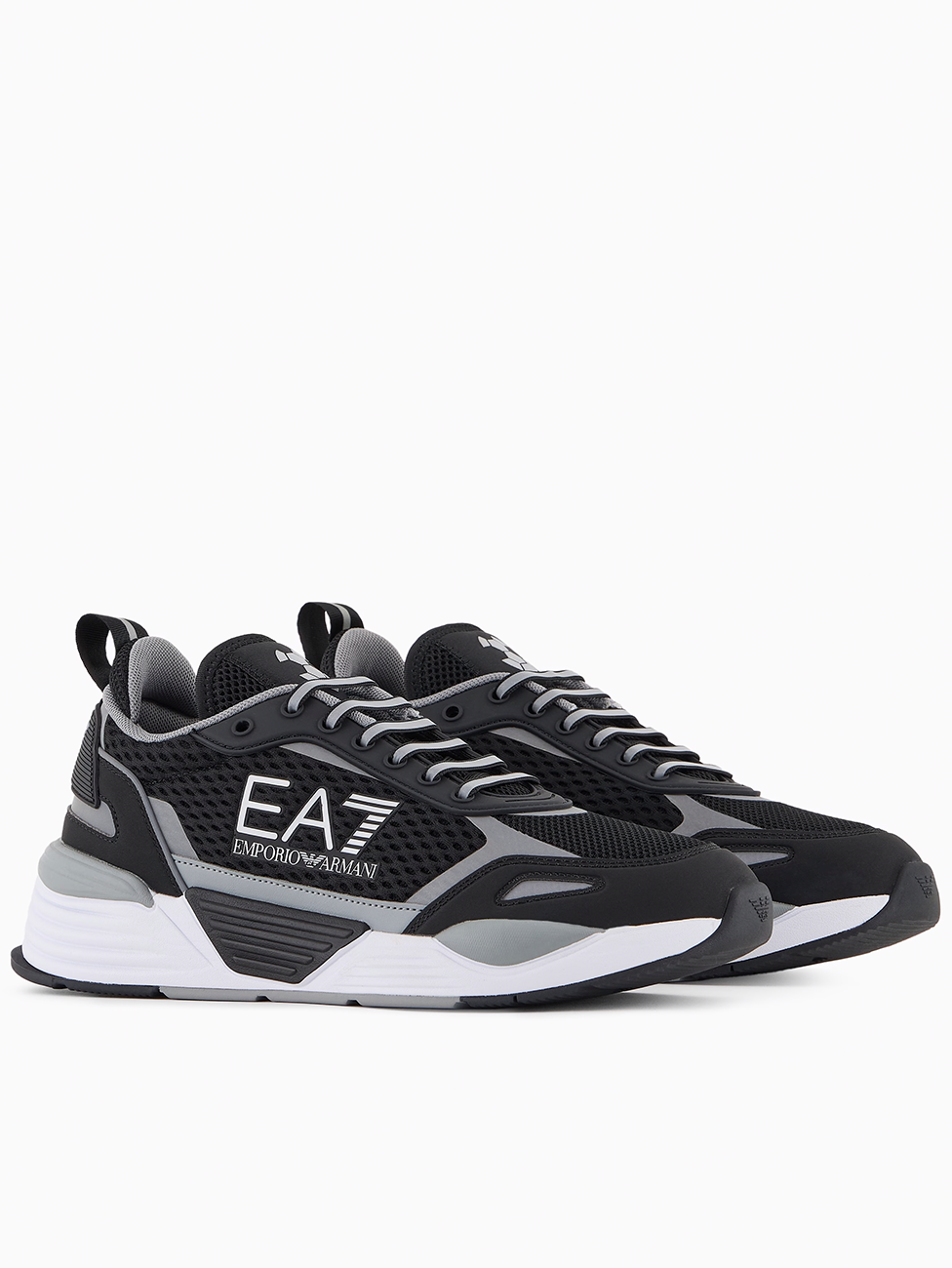 EA7 Black & Silver Ace Runner Mesh Sneakers