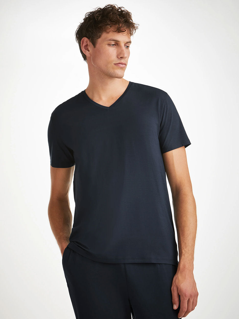 Derek Rose Basel Micro Modal Stretch Men's V-neck T-Shirt