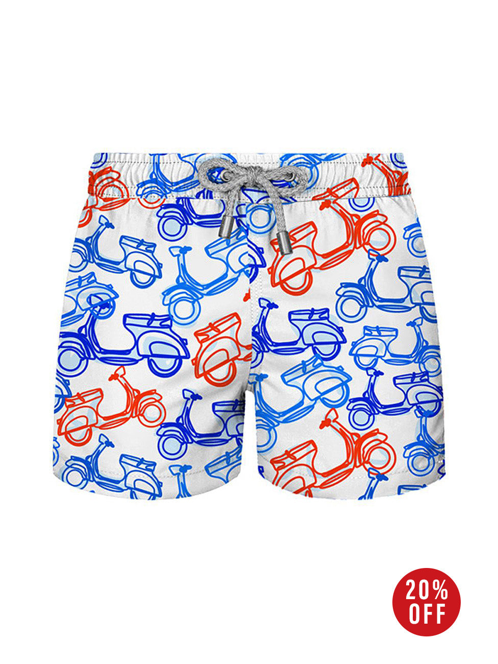John Frank Scooter White Kids Printed Swim Short