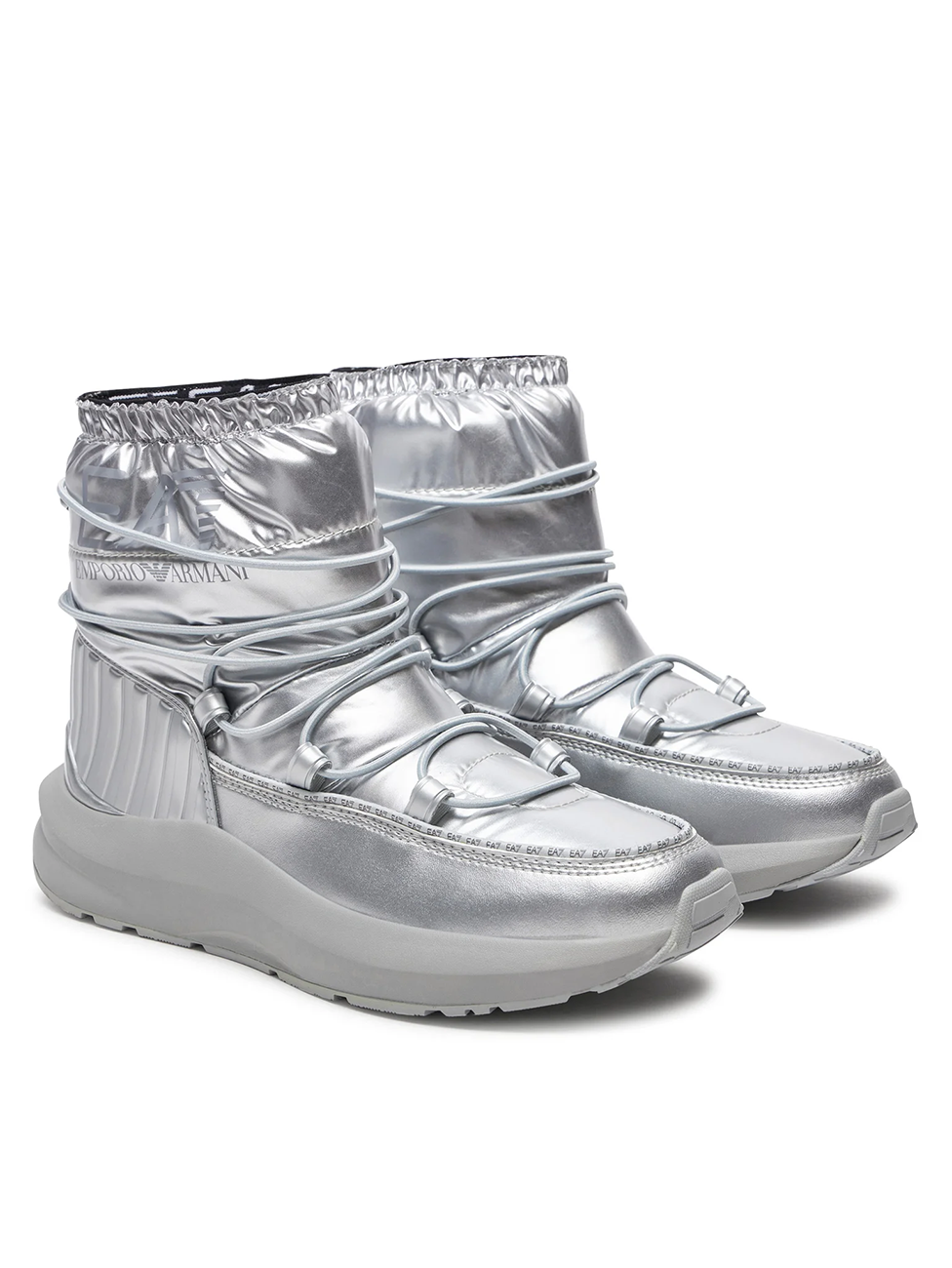 EA7 High Lace Silver Snow Boots