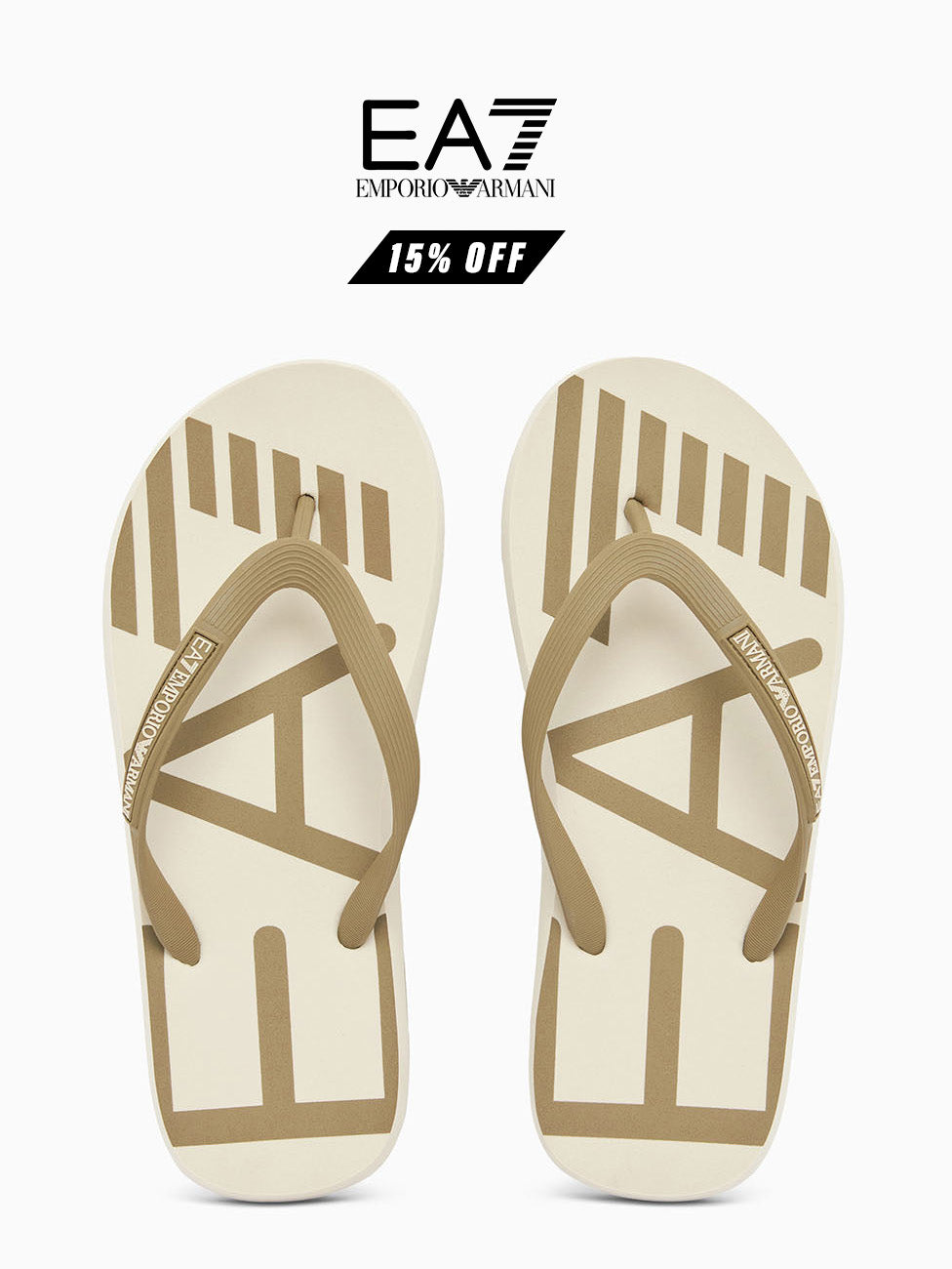 EA7 Martini Olive Oversize Logo Flip Flops