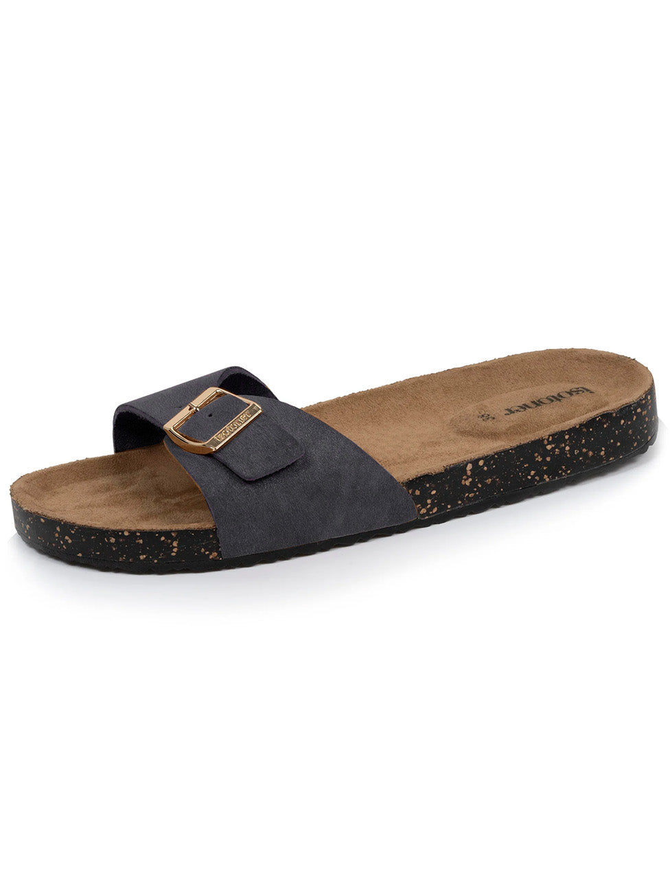 Isotoner Women's Single Strap Black Slippers
