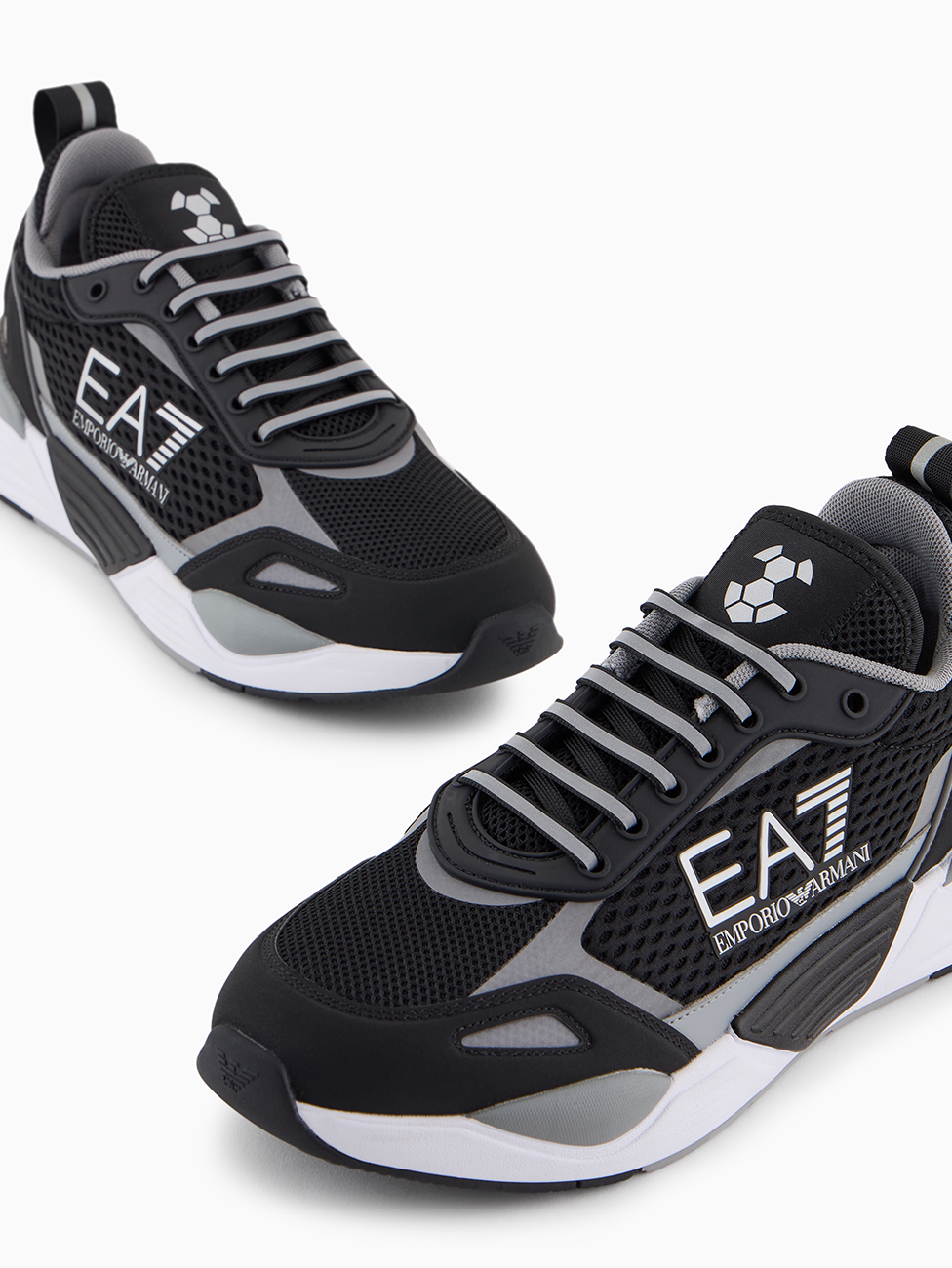 EA7 Black & Silver Ace Runner Mesh Sneakers