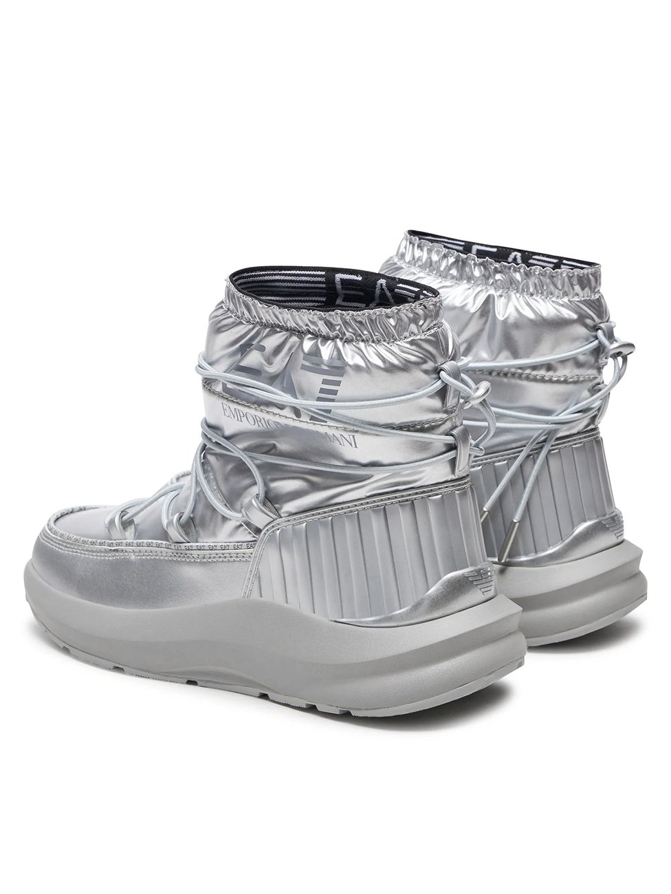 EA7 High Lace Silver Snow Boots