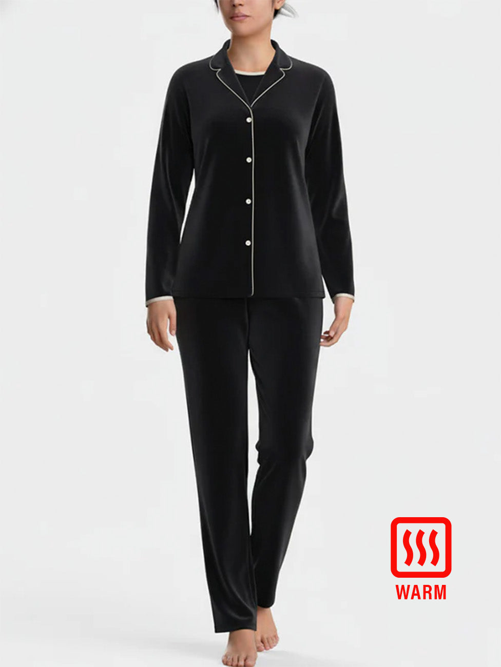 Impetus Navy Cotton Modal Women's Velvet Pyjama