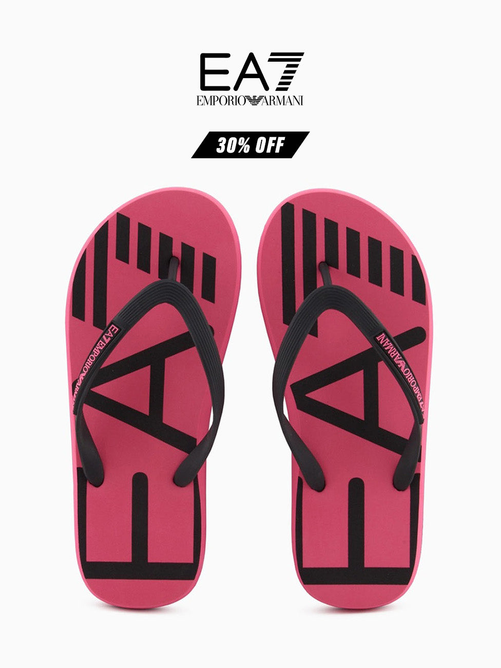 EA7 Pink & Black Rubber Flip Flops