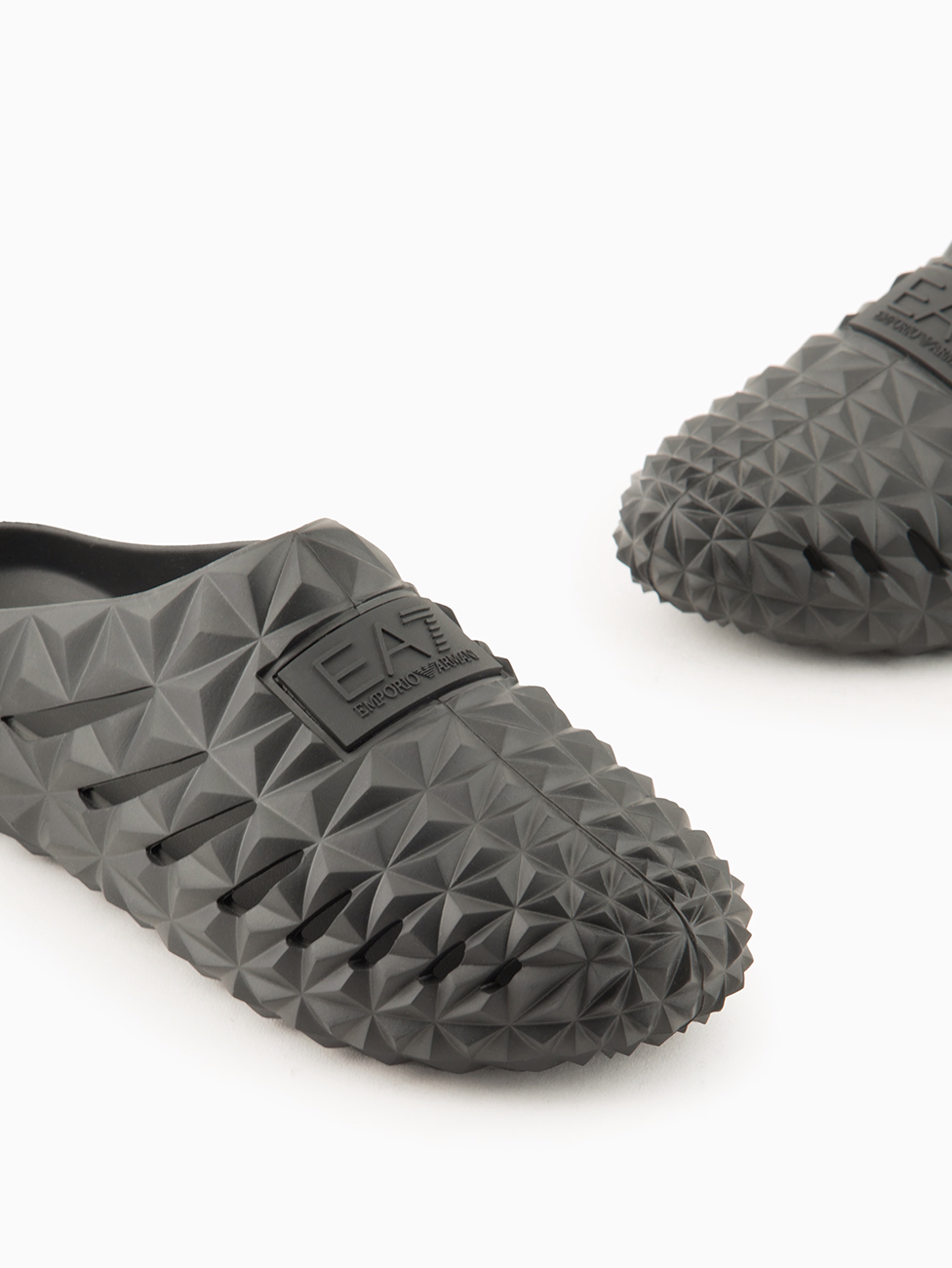 EA7 Black Three-Dimensional Geometric Motif Slippers