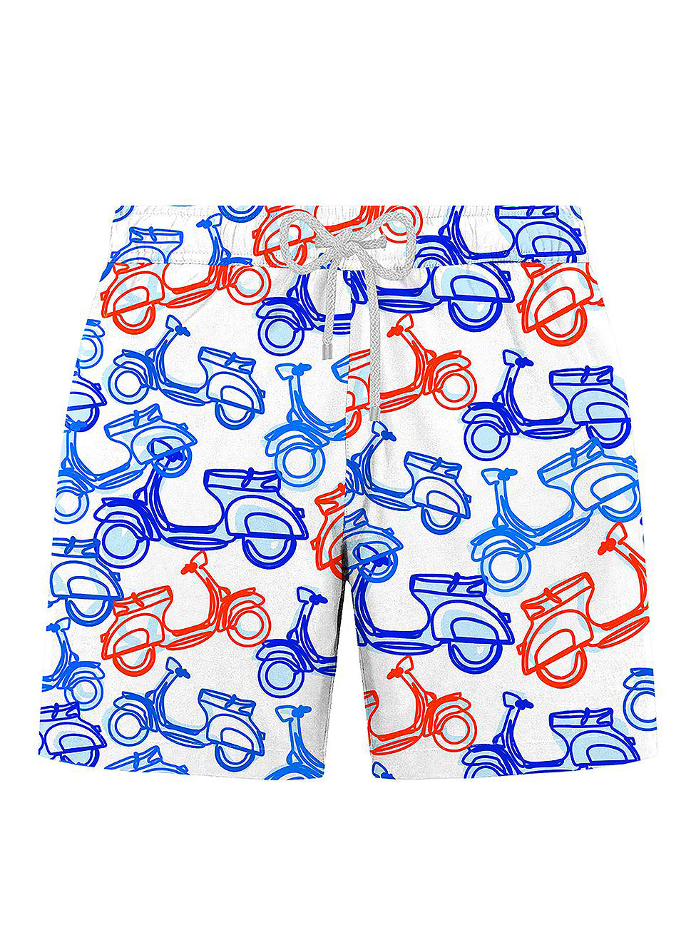 John Frank Scooter White Printed Swimshorts