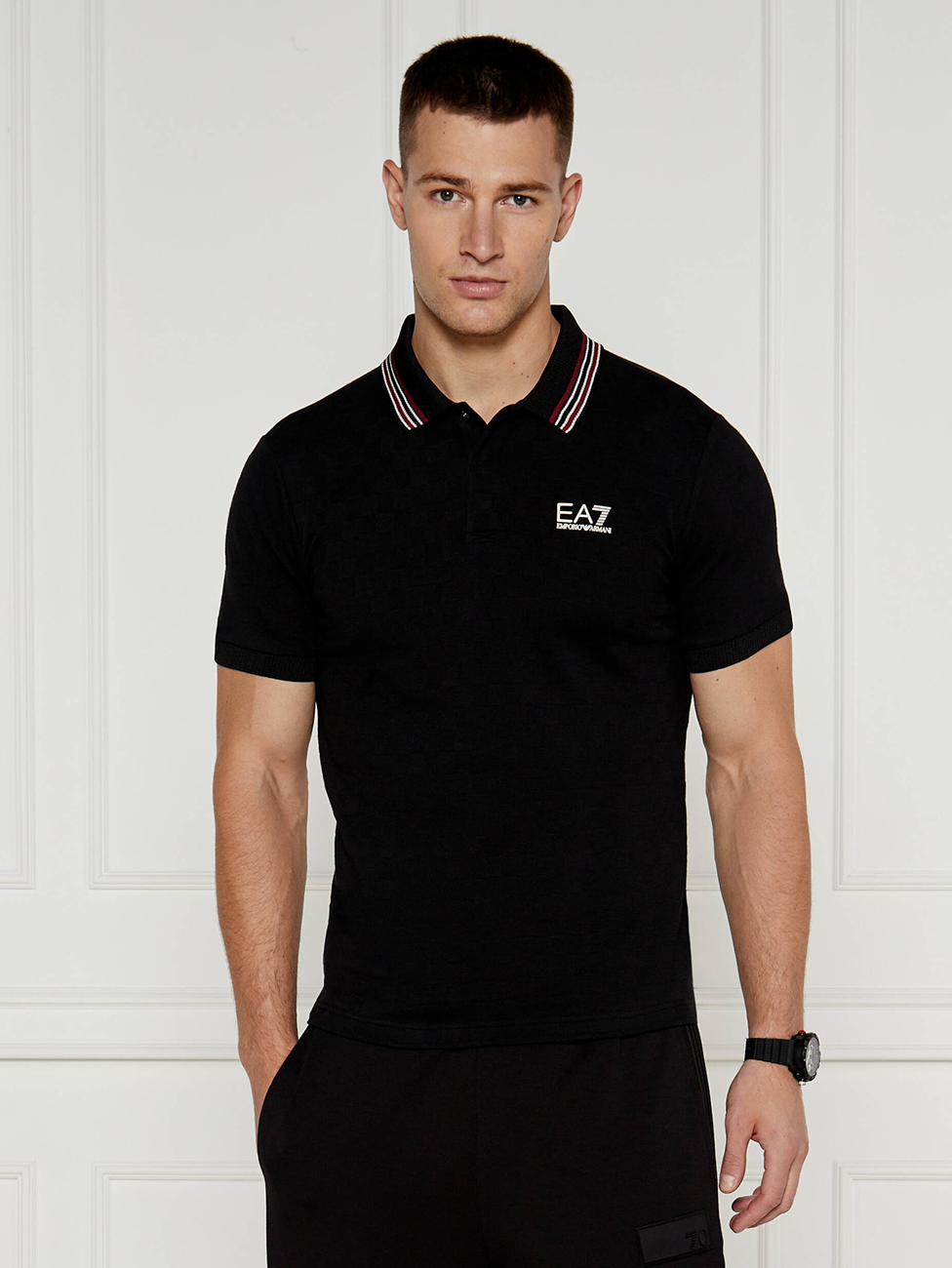 Emporio Armani EA7 Check Pique Polo Shirt