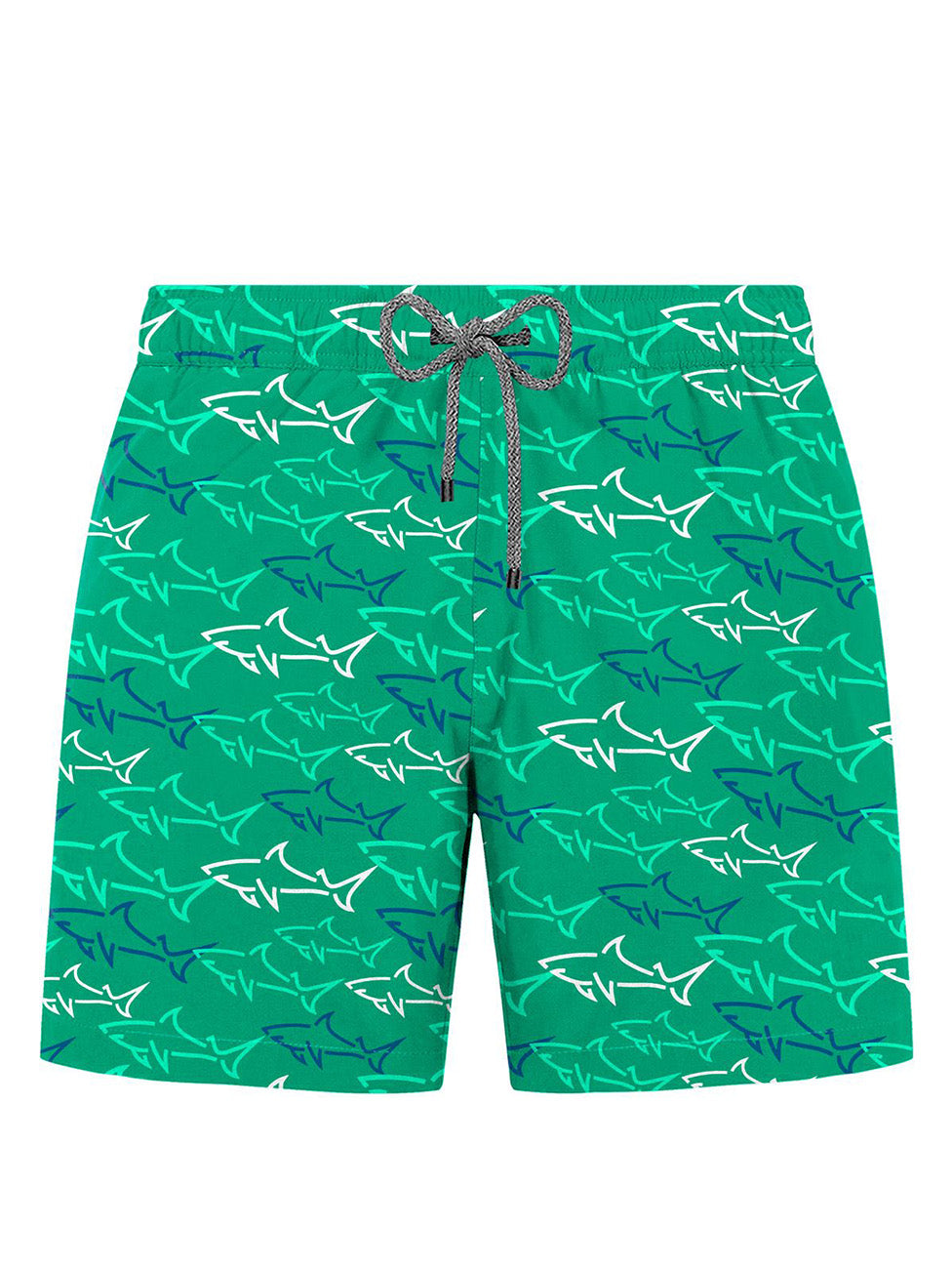 John Frank Great Shark Green Printed Swimshorts