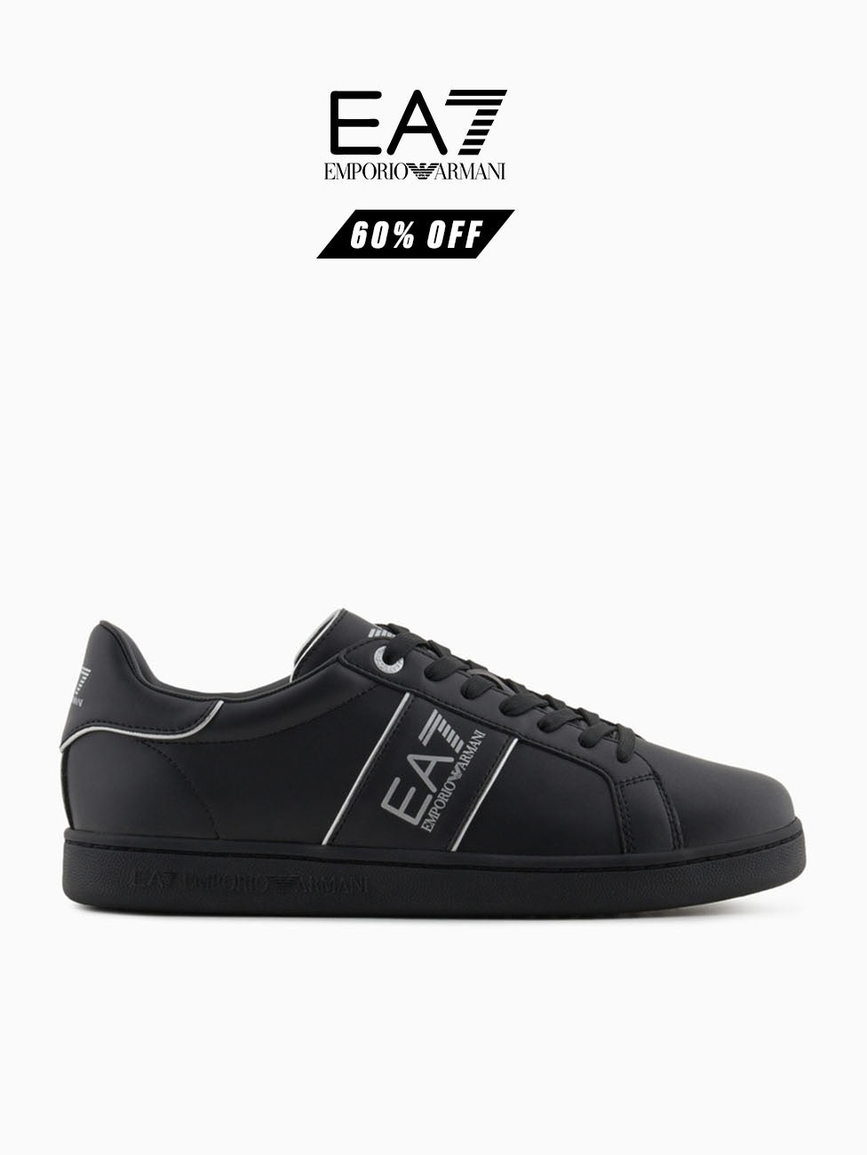 EA7 Triple Black & Silver Classic Sneakers