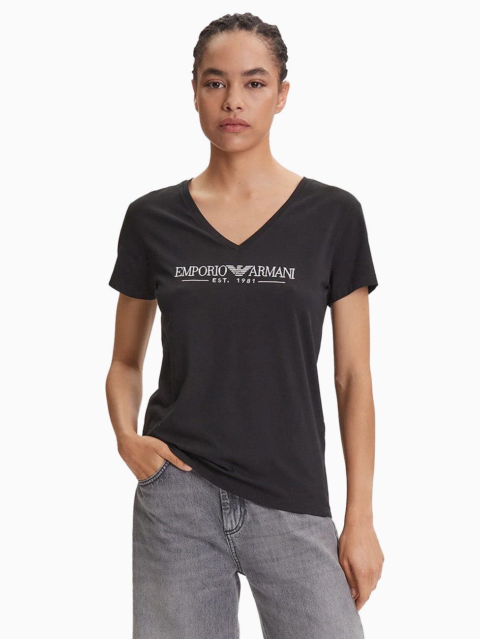 Emporio Armani Logo Print V-neck T-Shirt
