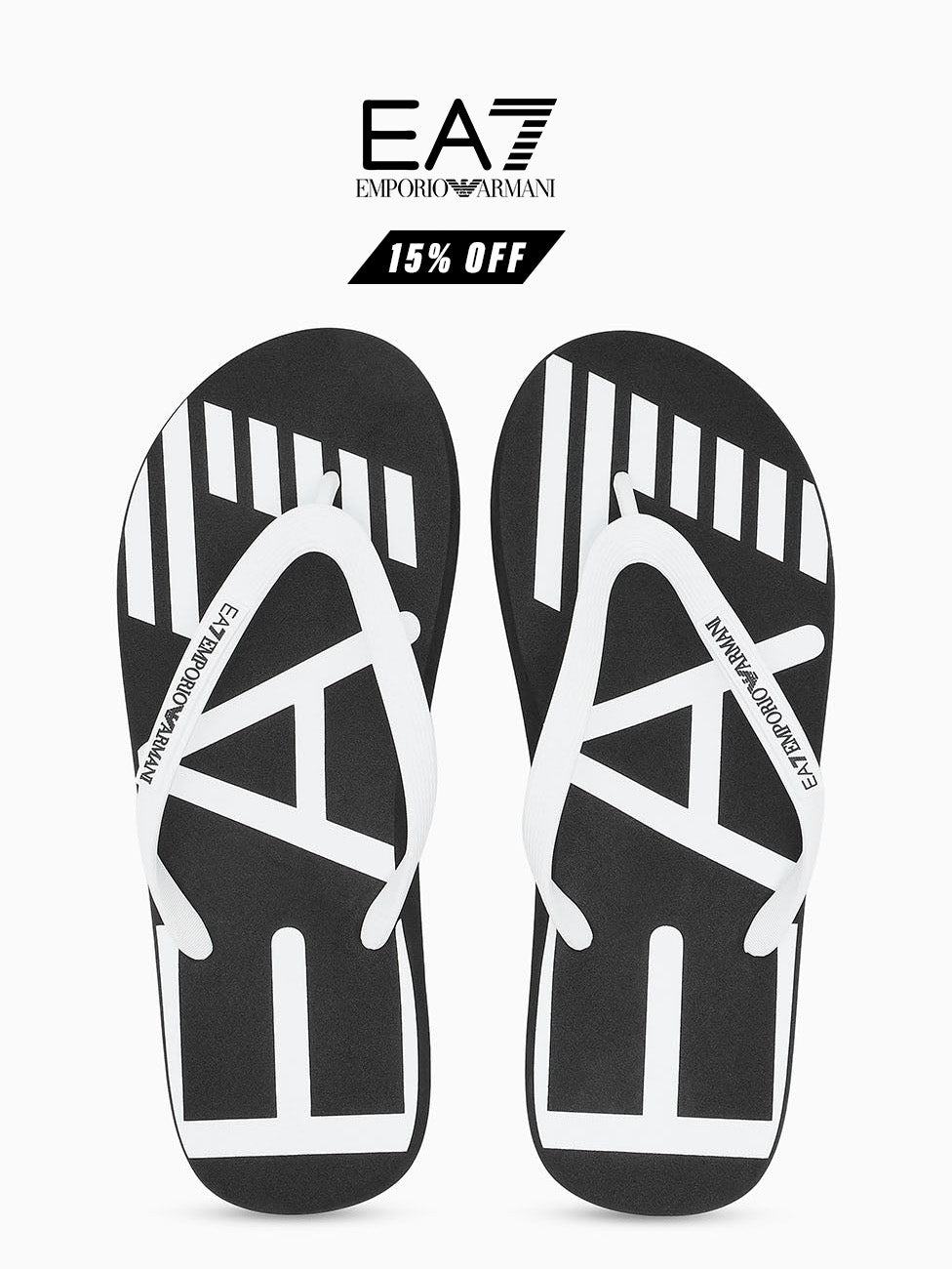 EA7 Black & White Oversize Logo Flip Flops