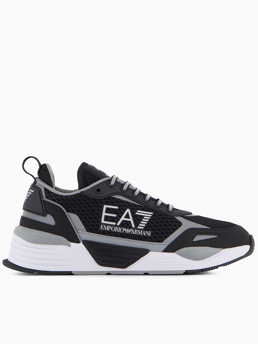 EA7 Black & Silver Ace Runner Mesh Sneakers