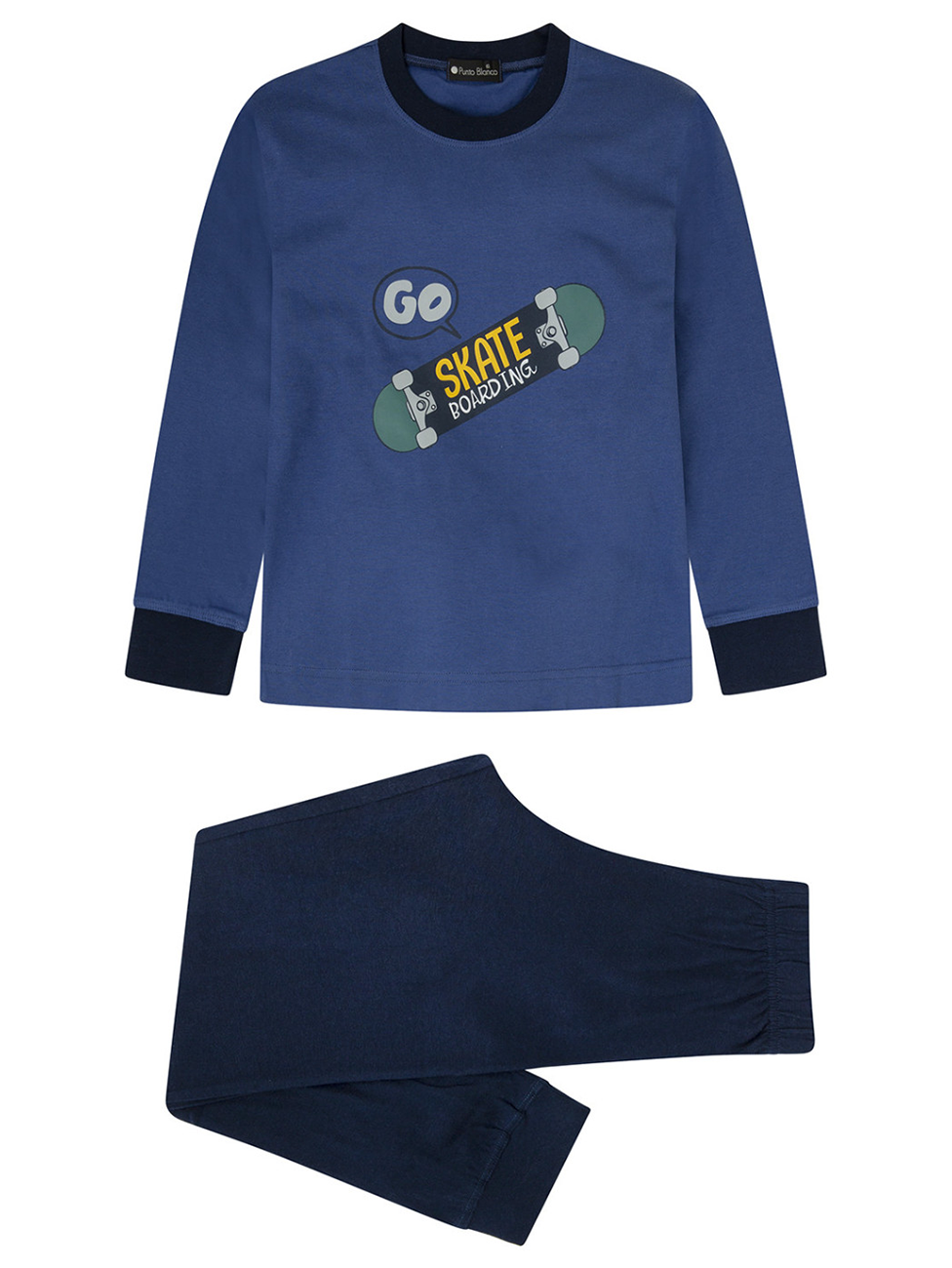 Punto Blanco Cotton Kids Pyjama With Skateboard Print