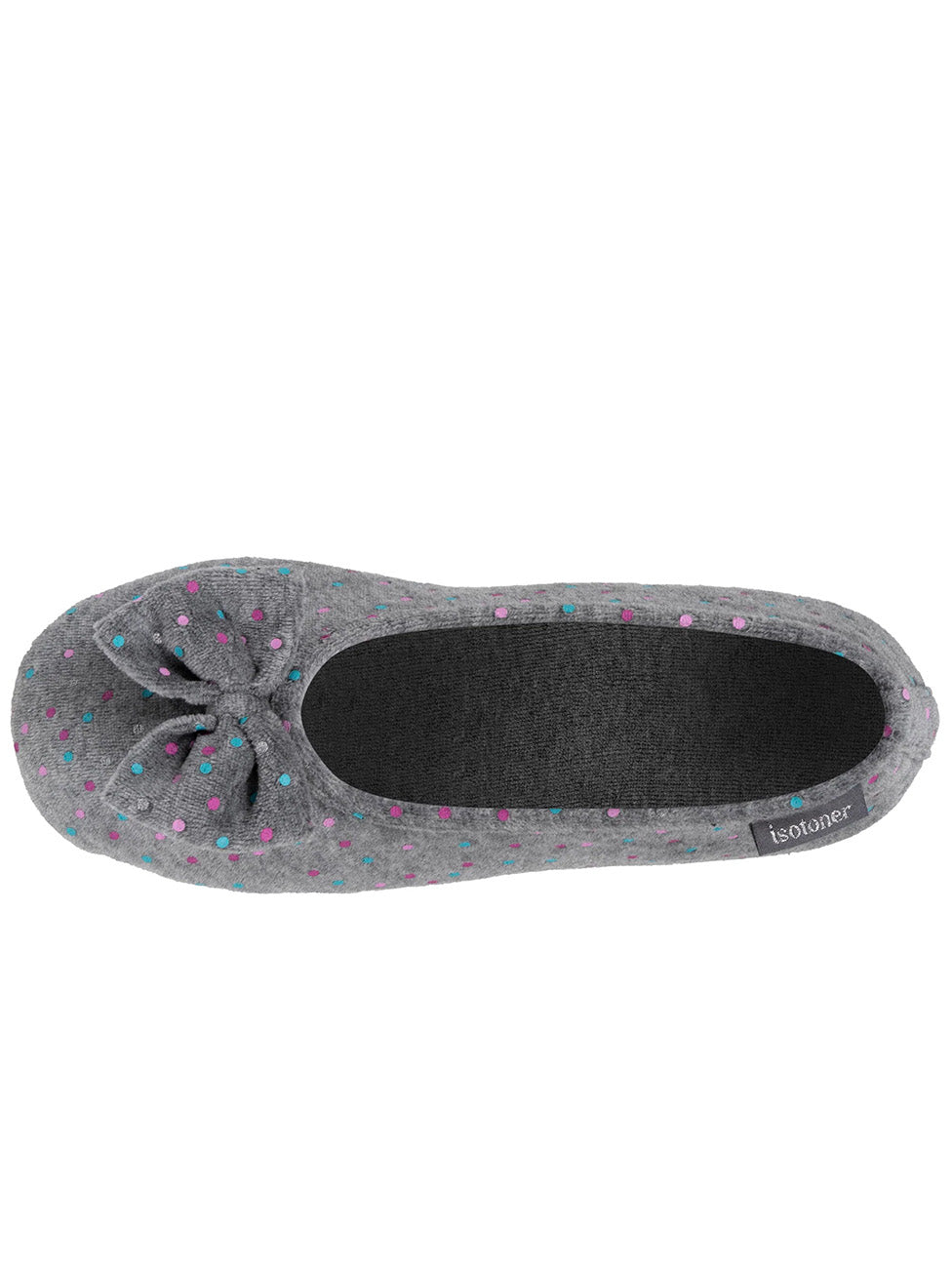 Isotoner Women's Pois Gris Ballerina Slippers