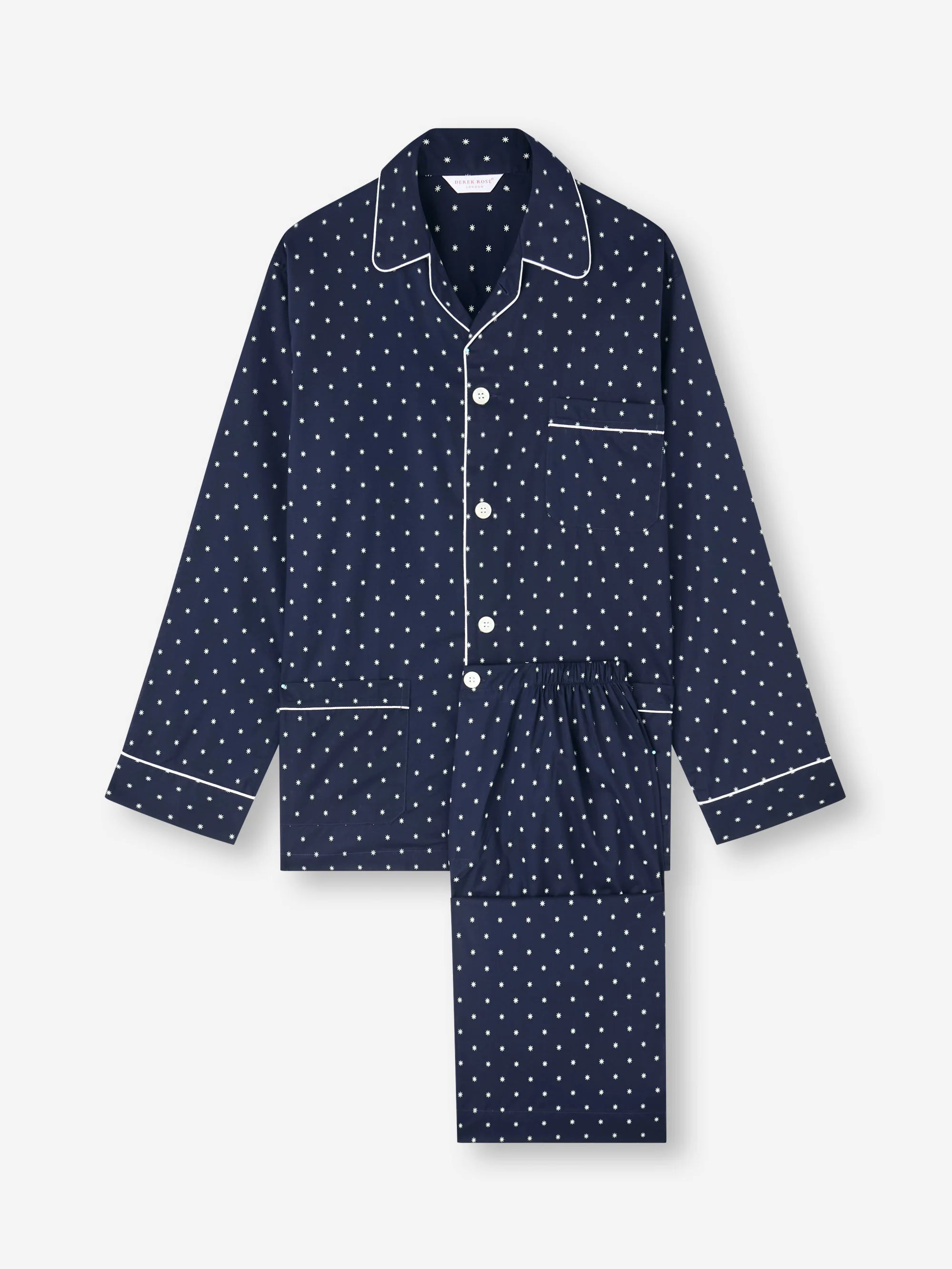 Derek Rose Navy Blue Starburst Print Classic Fit Pyjama