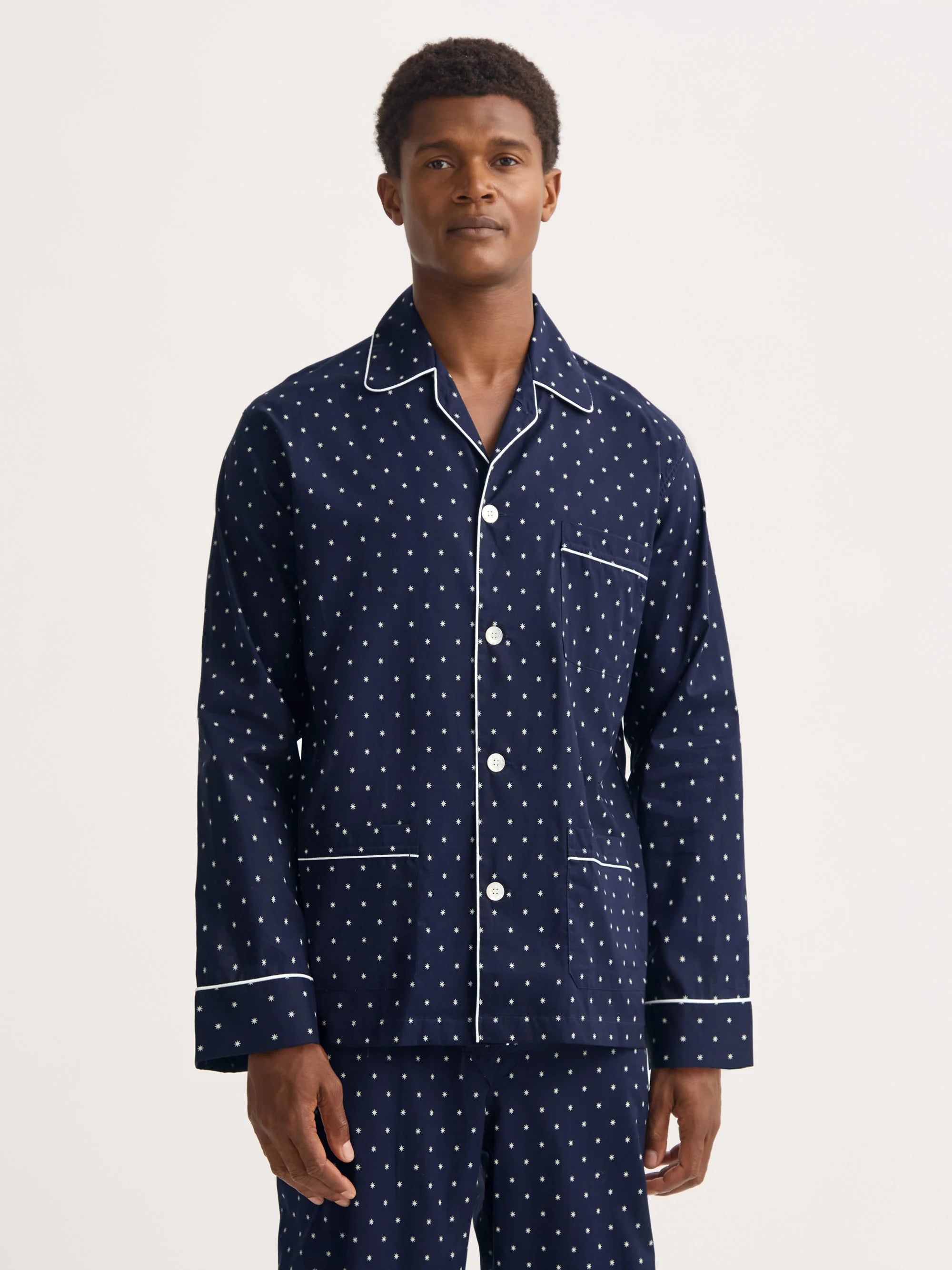 Derek Rose Navy Blue Starburst Print Classic Fit Pyjama